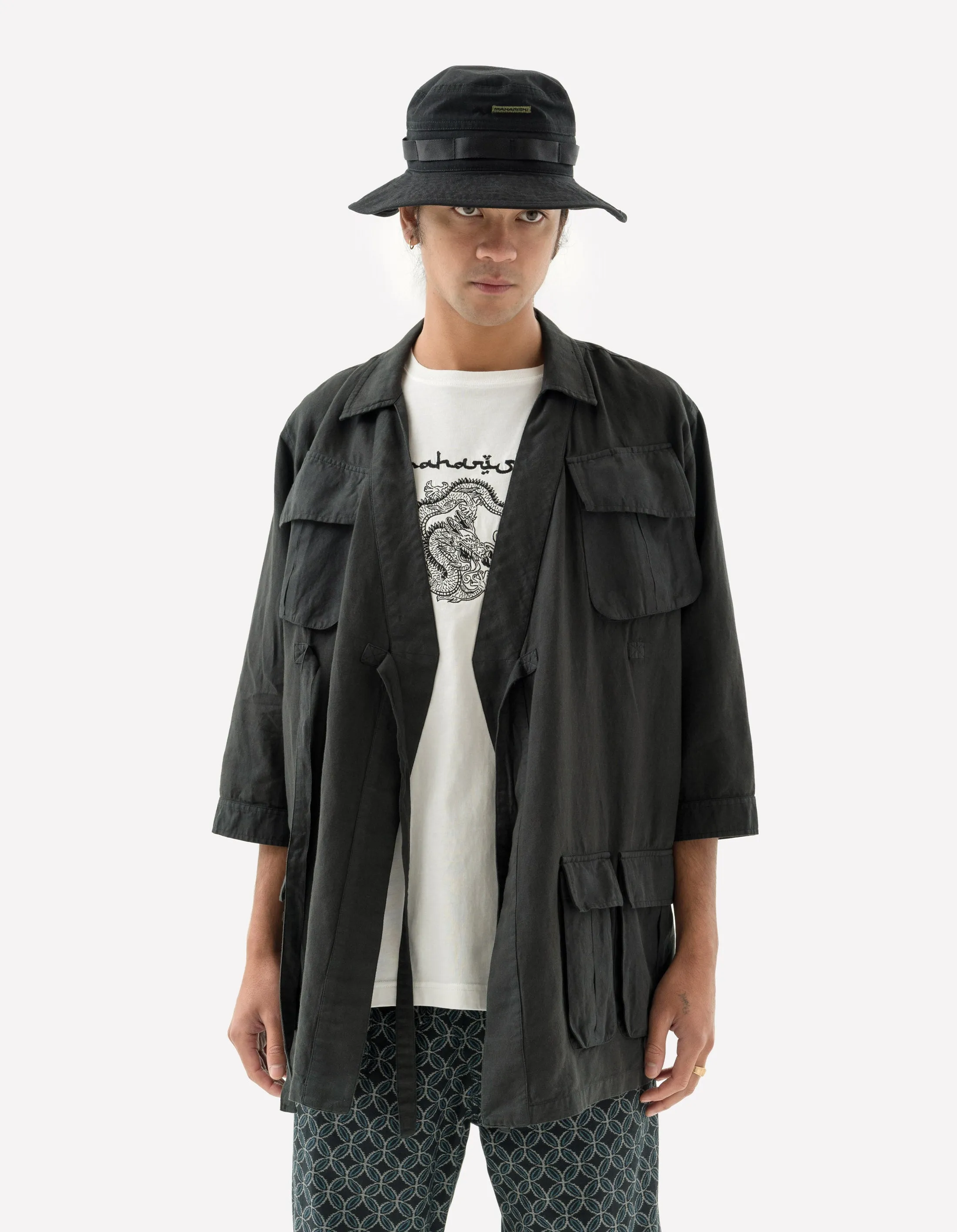 5210 Hemp Jungle Kimono Overshirt Black