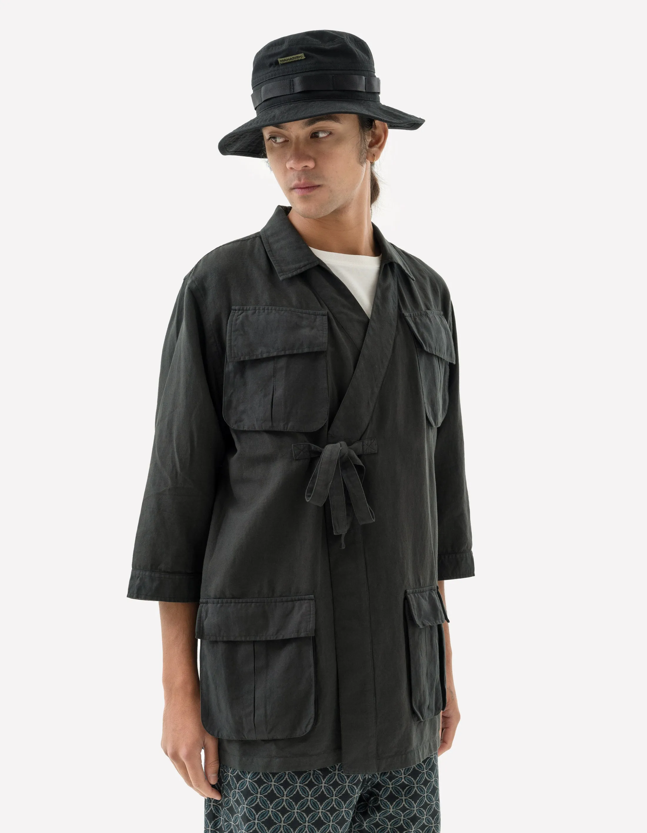 5210 Hemp Jungle Kimono Overshirt Black