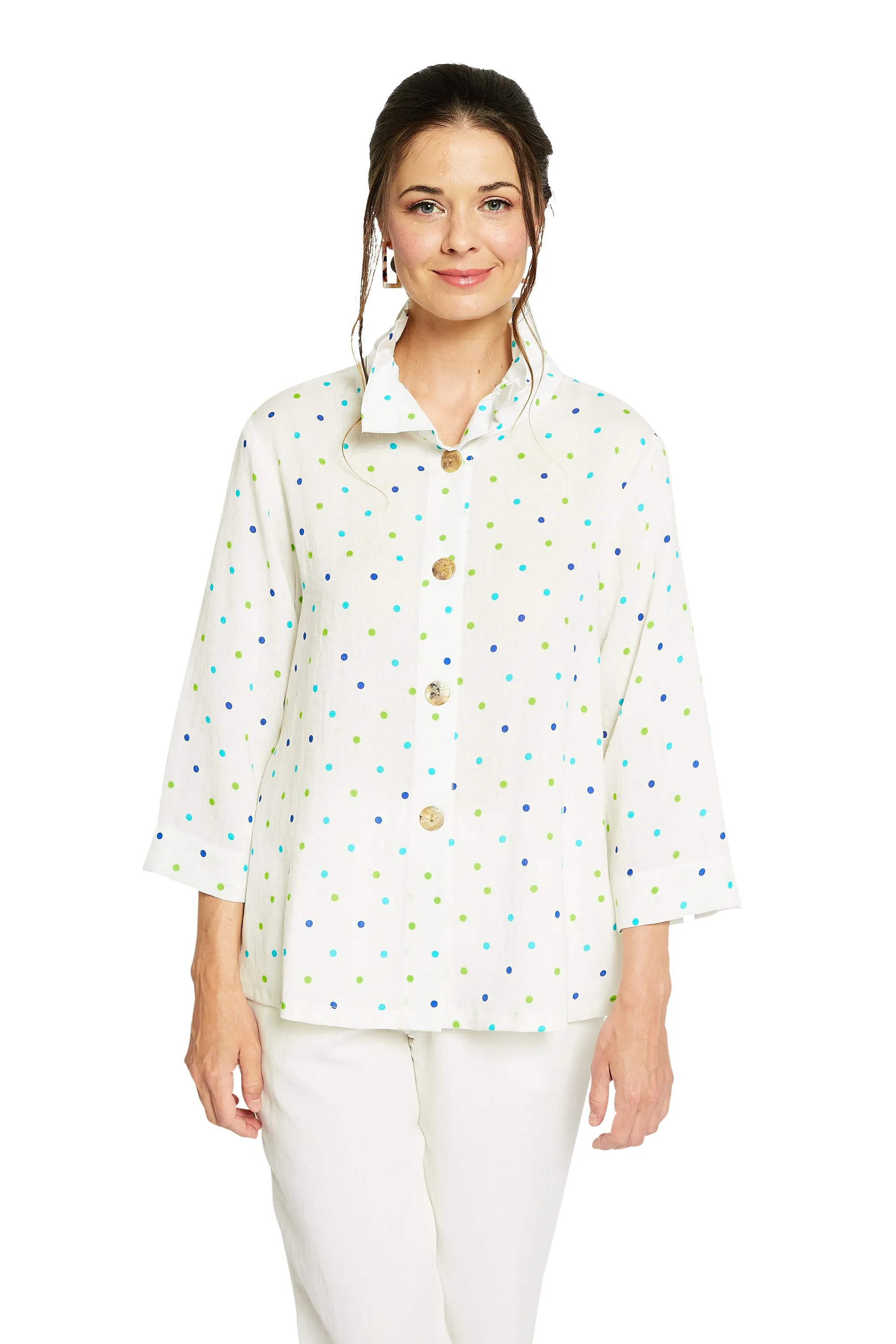 AA311 - Flora Linen Jacket w/ Wire Collar