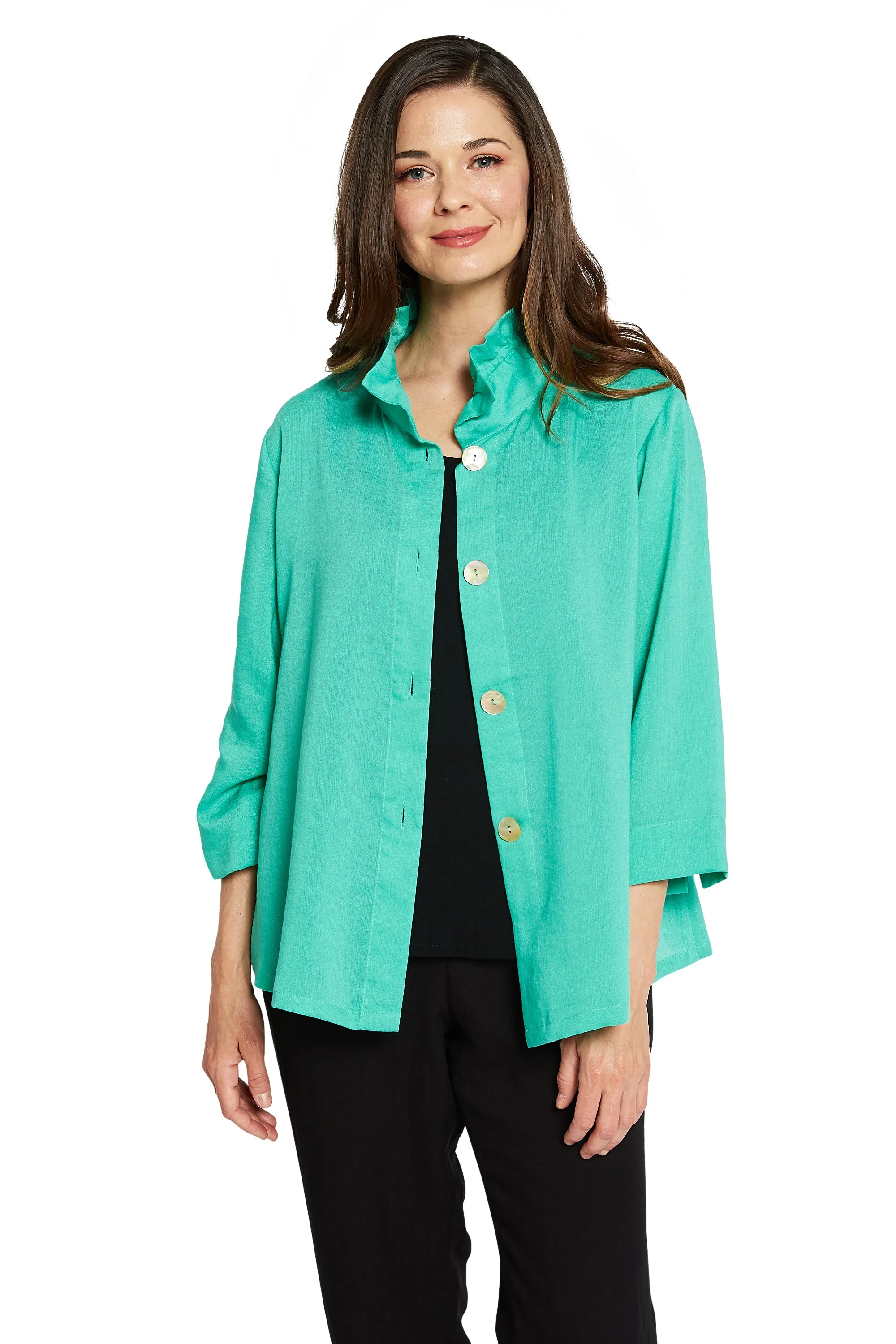 AA311 - Flora Linen Jacket w/ Wire Collar