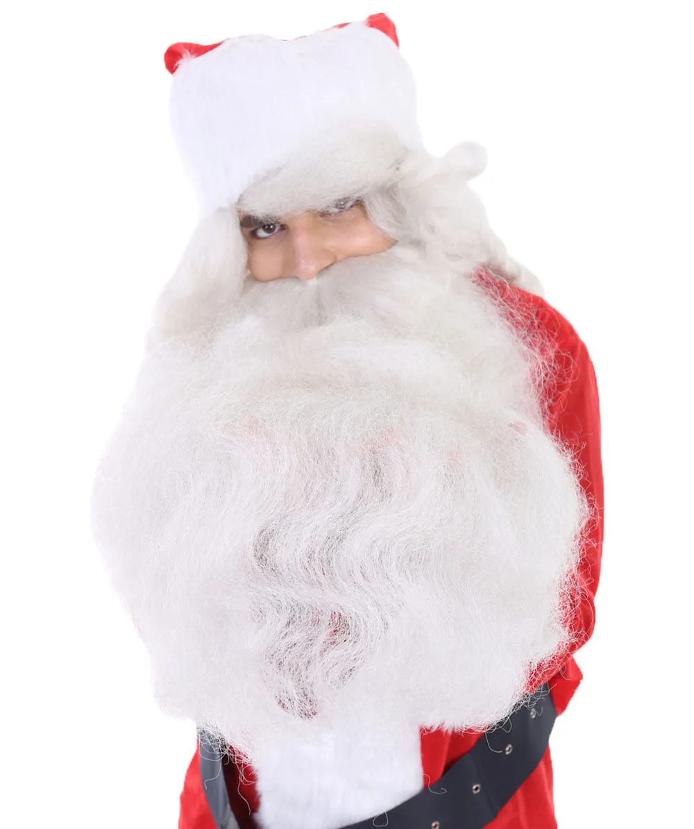 Adult Men's Deluxe Classic Santa Claus Suit Costume | White & Red Christmas Costumes