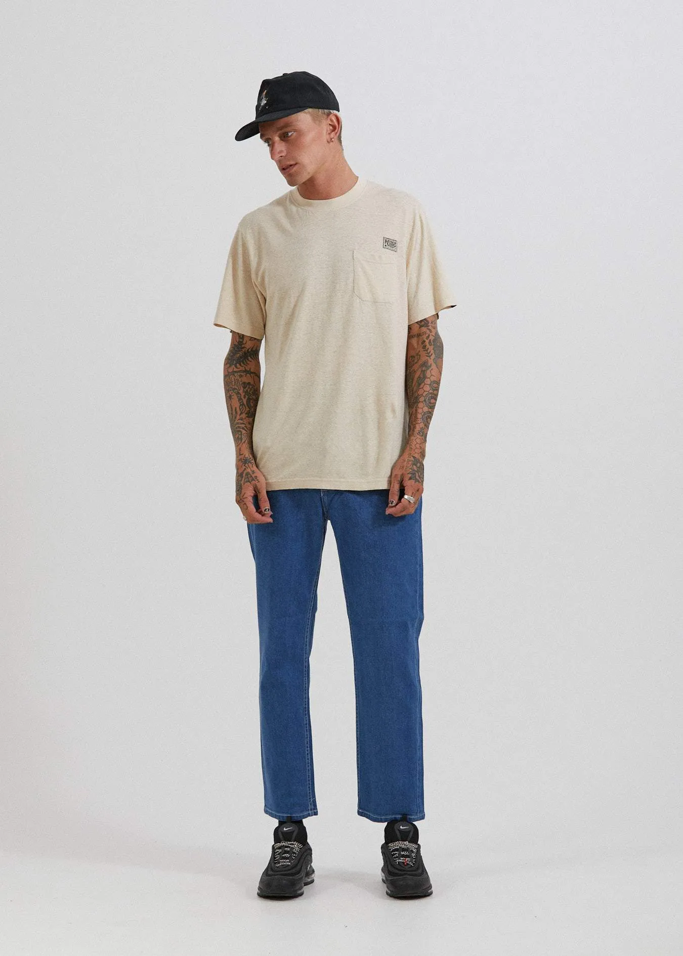 Afends Mens Heritage - Hemp Retro Fit Tee - Macadamia