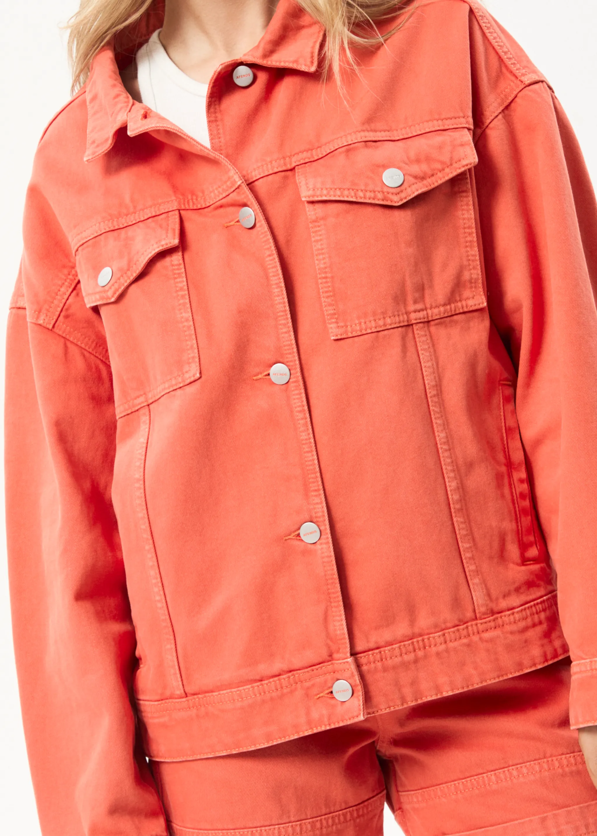 AFENDS Unisex Innie - Unisex Denim Jacket - Faded Orange