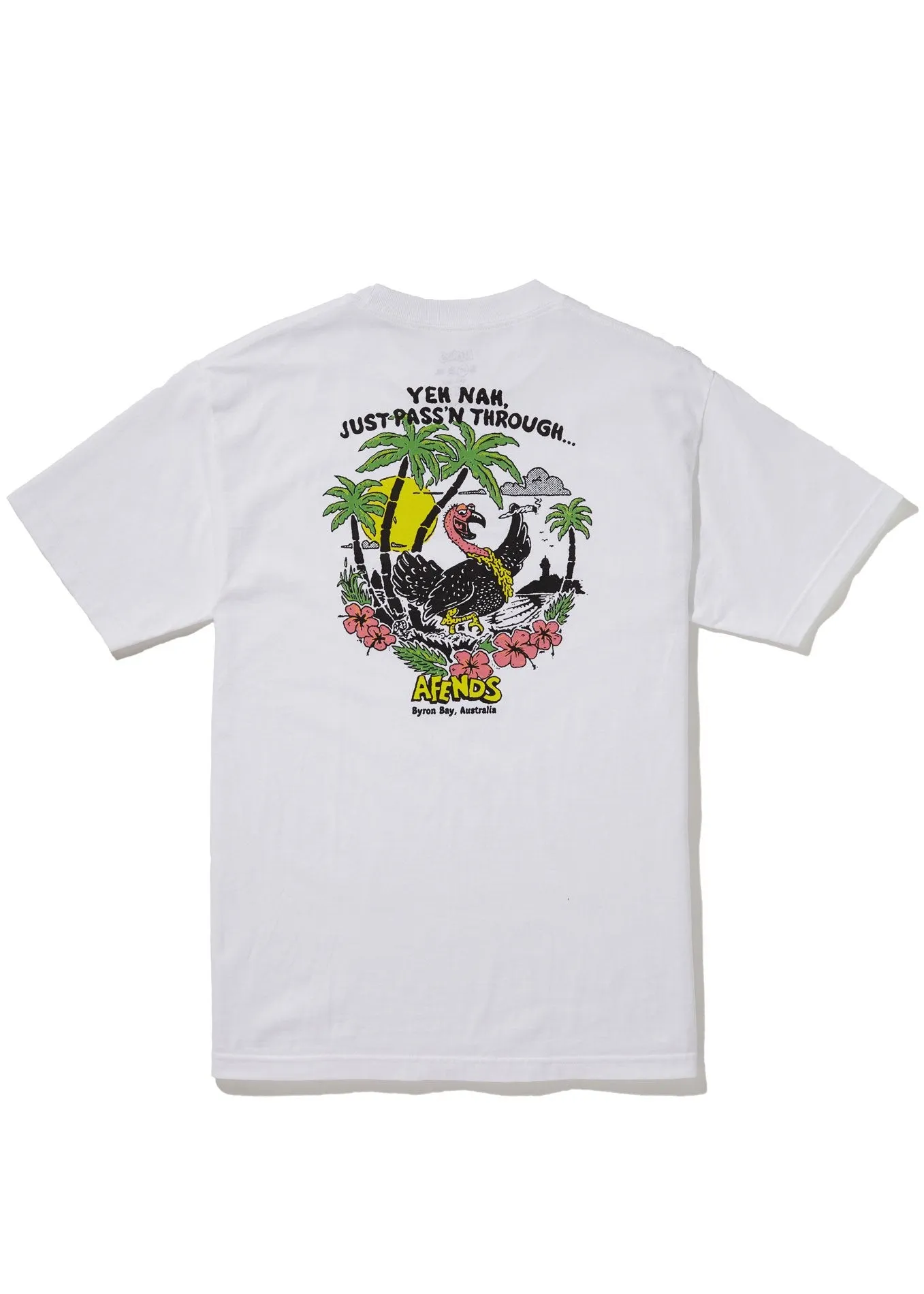 Afends Unisex Just Passing Thru - Retro Fit Tee - White