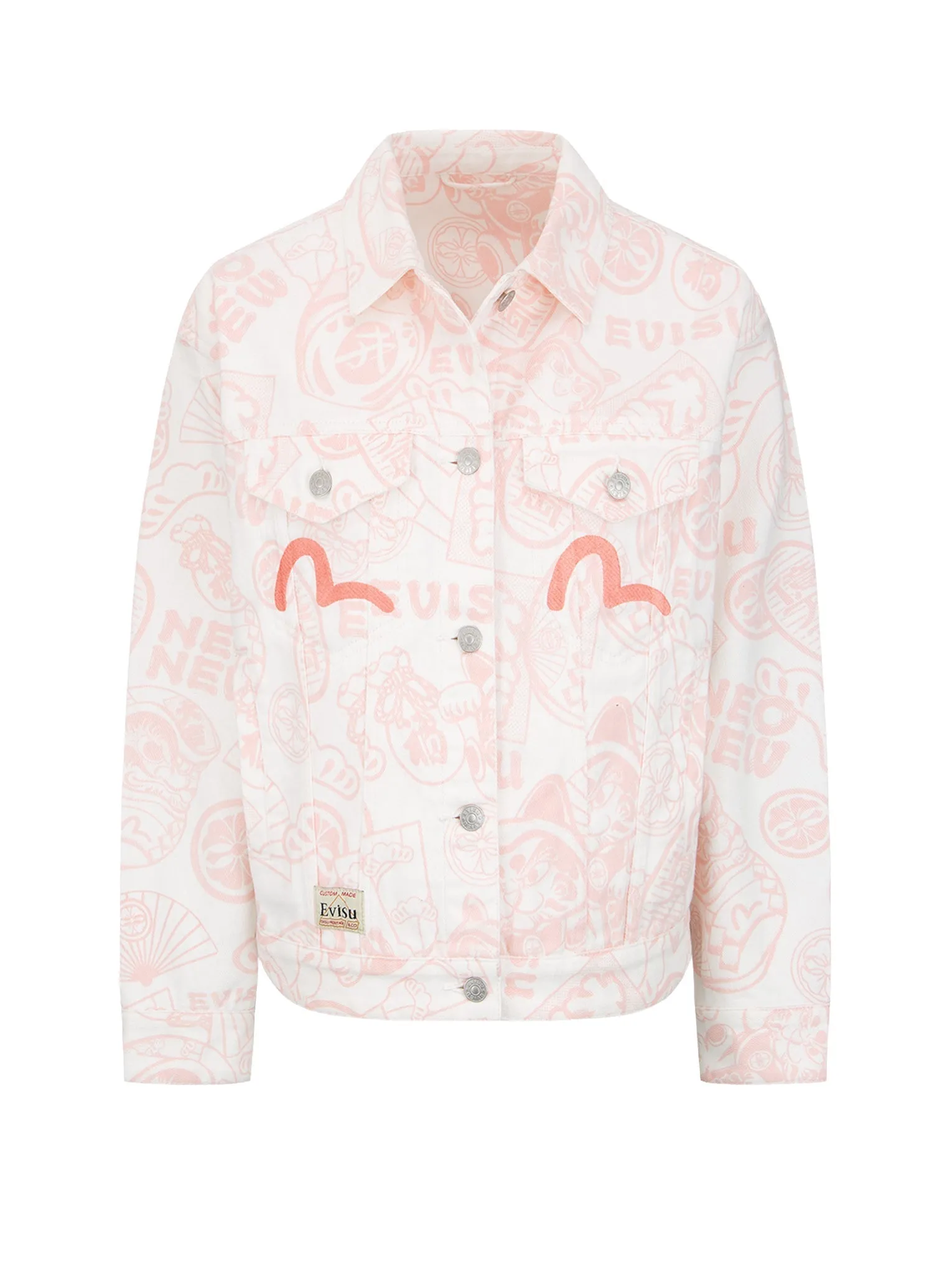 Allover EVISU Squad Discharge-Print Denim Jacket