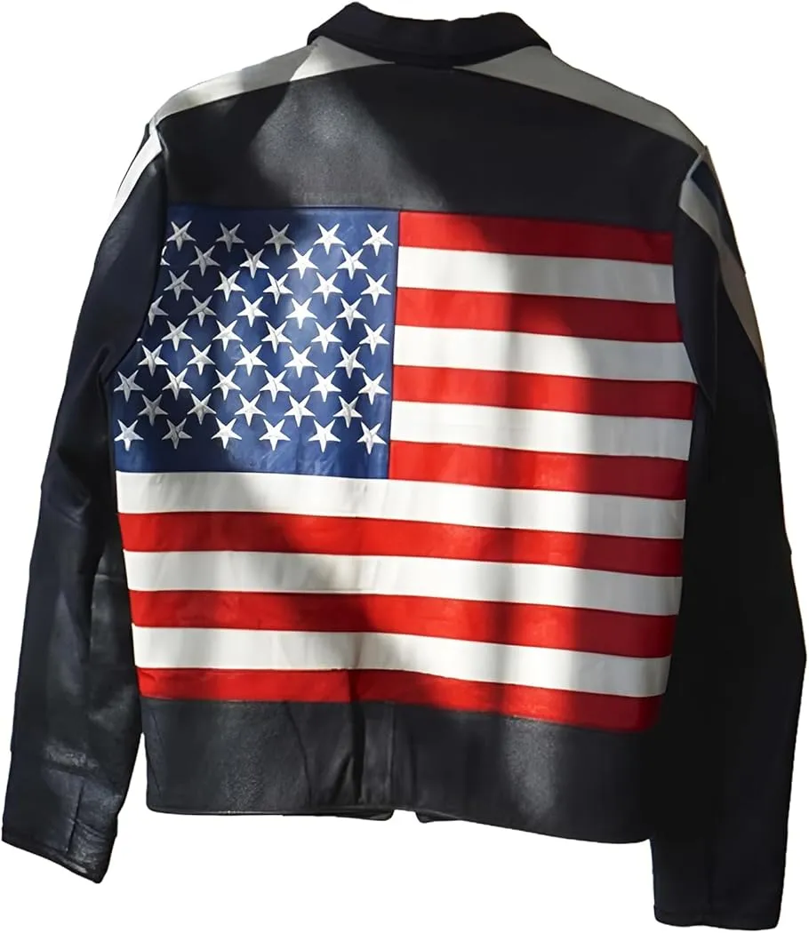 American Flag Biker Leather Jacket