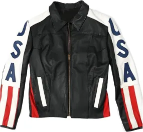 American Flag Biker Leather Jacket