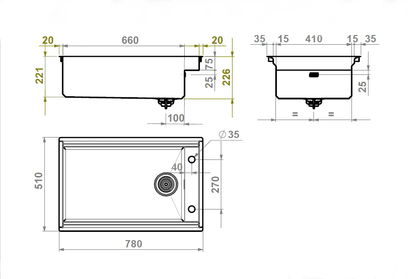 Artinox Layer BRL 74, top or undermount multi-level sink