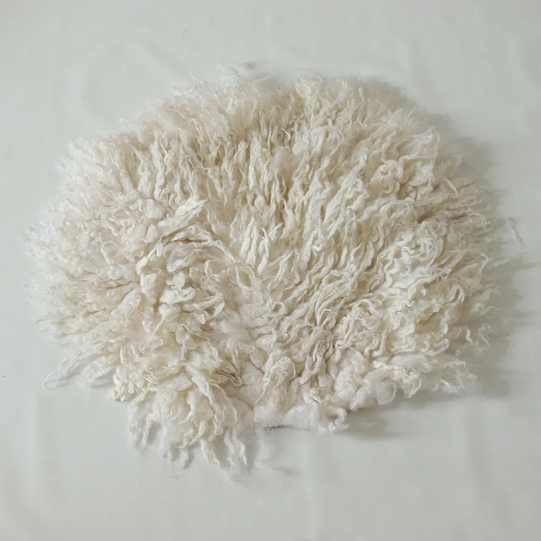 Babymoon 30CM | Round Wool Flokati Fur Blanket | Photoshoot Props | White