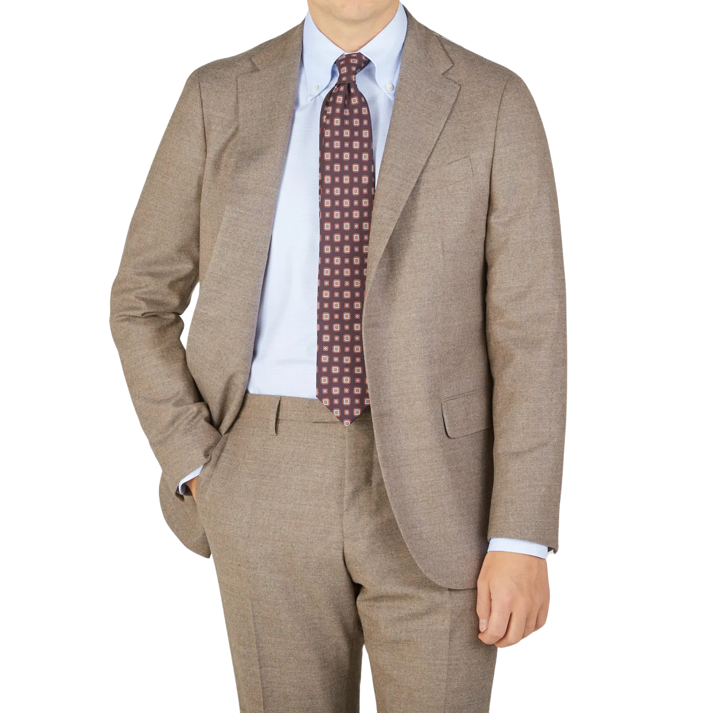 Beige Grey Wool Flannel K Suit