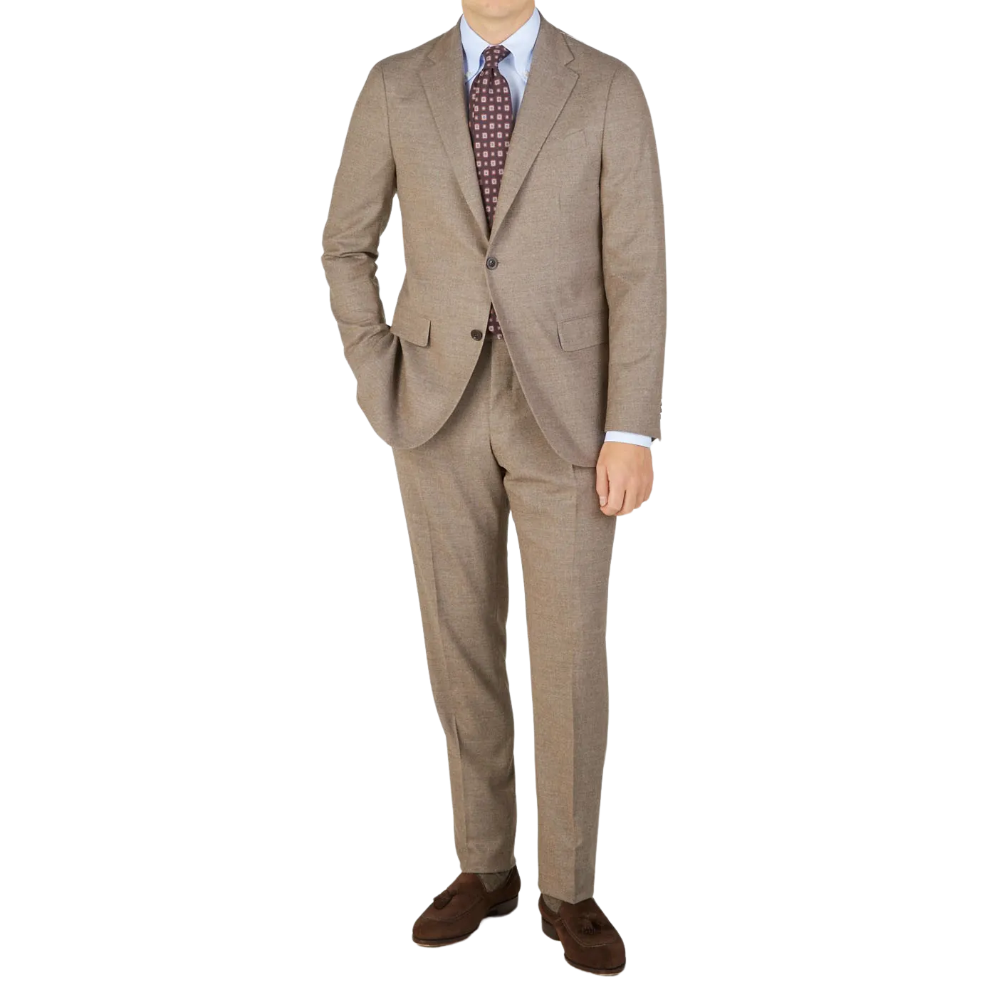 Beige Grey Wool Flannel K Suit