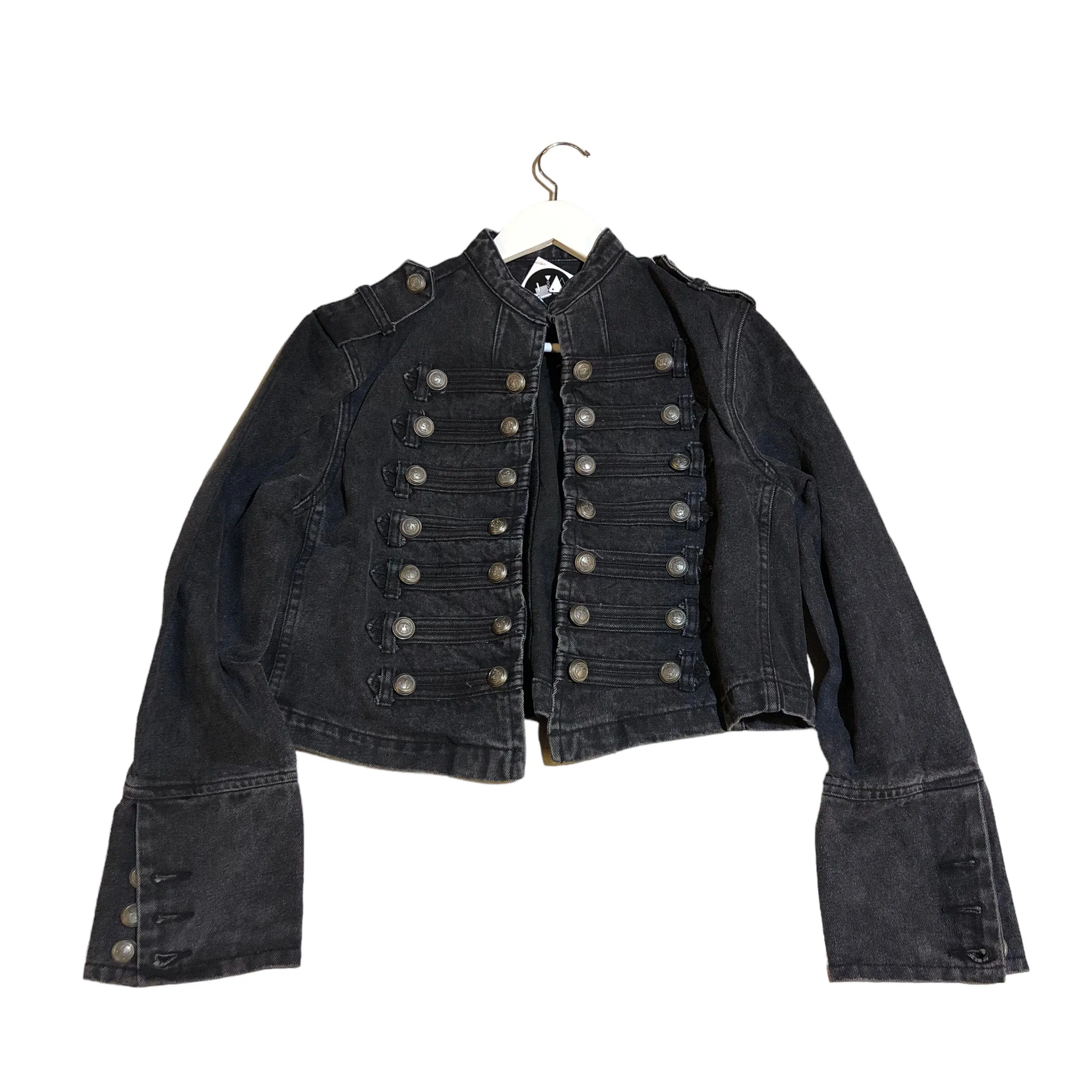 Black Acid Denim crop Jacket