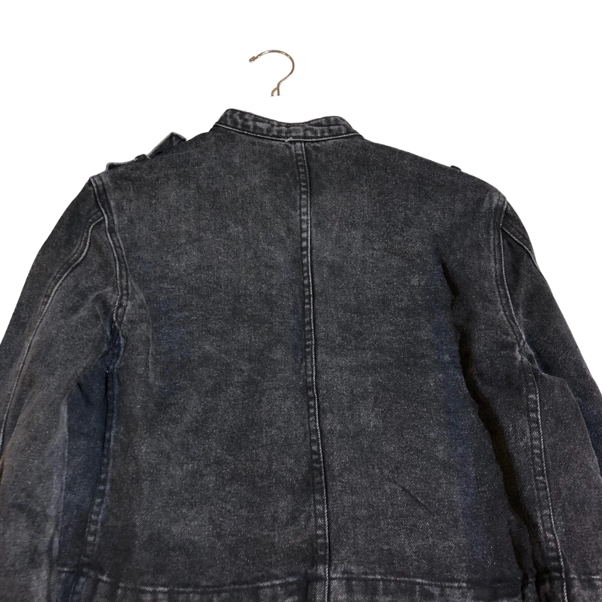 Black Acid Denim crop Jacket