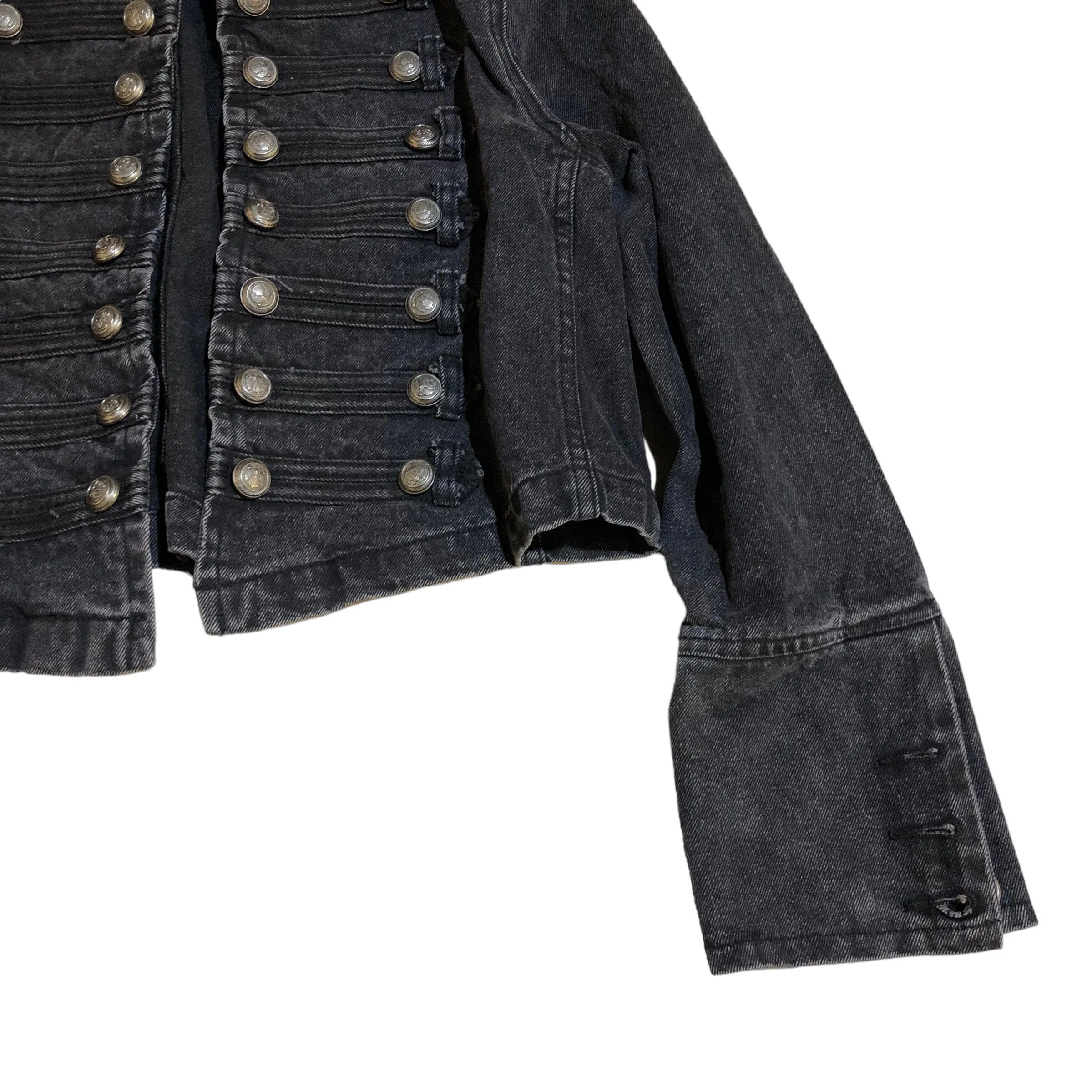 Black Acid Denim crop Jacket