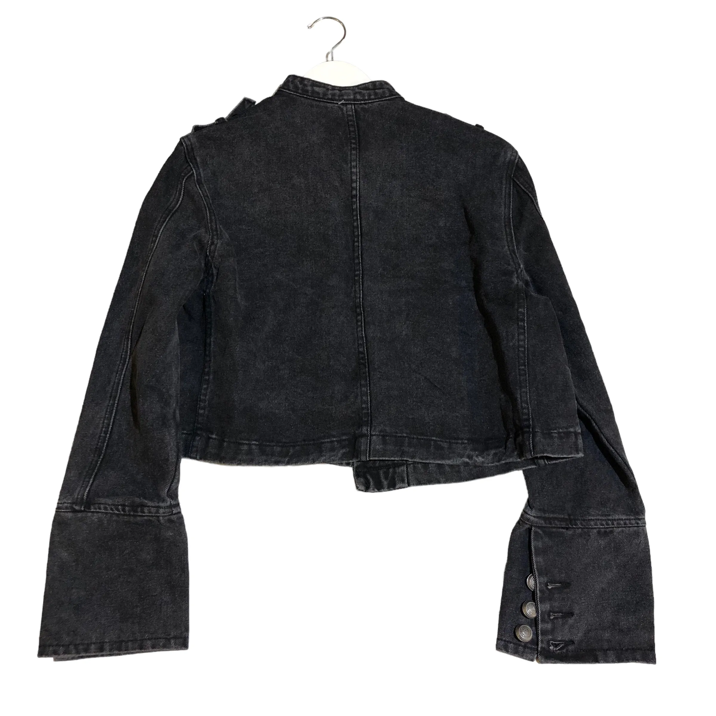 Black Acid Denim crop Jacket