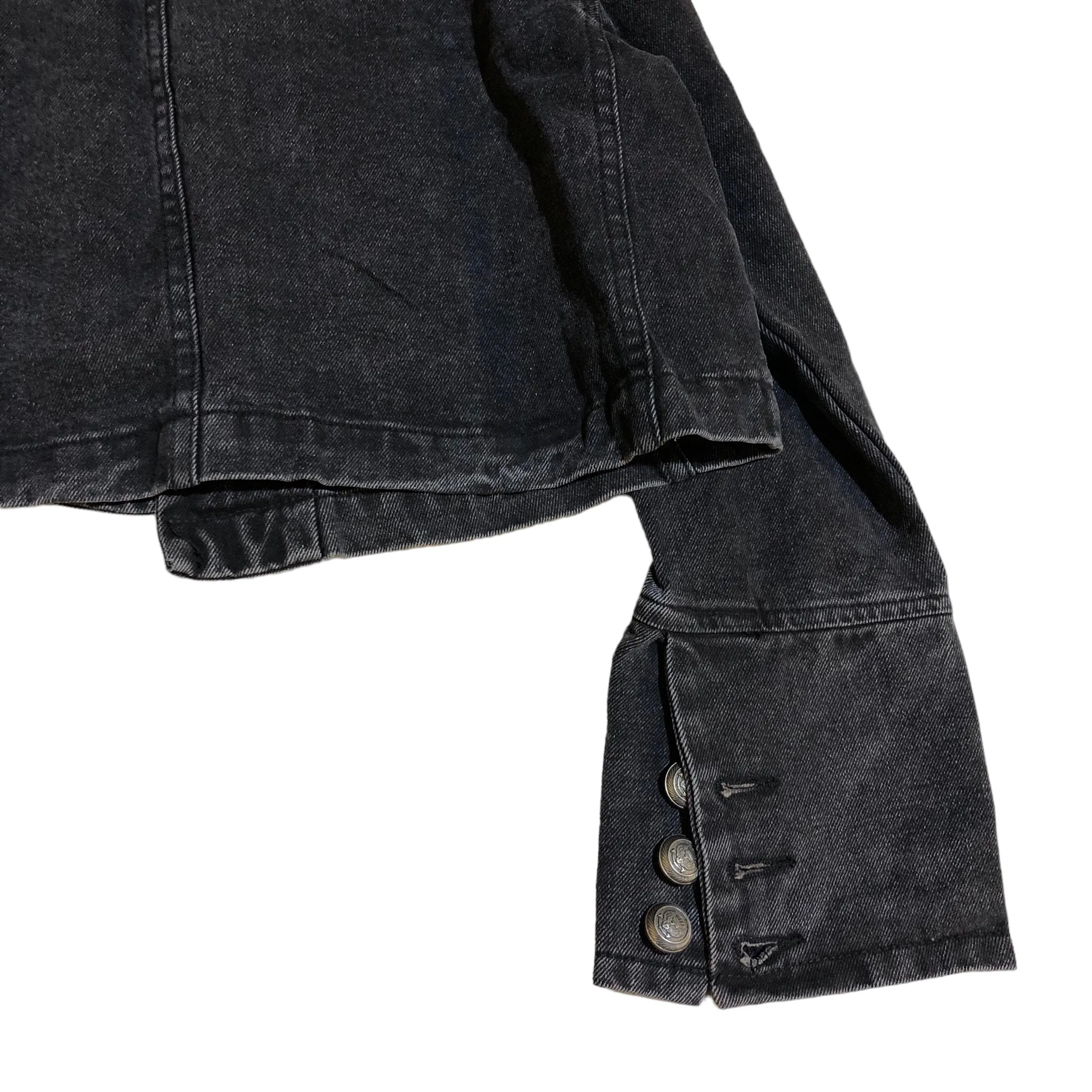 Black Acid Denim crop Jacket