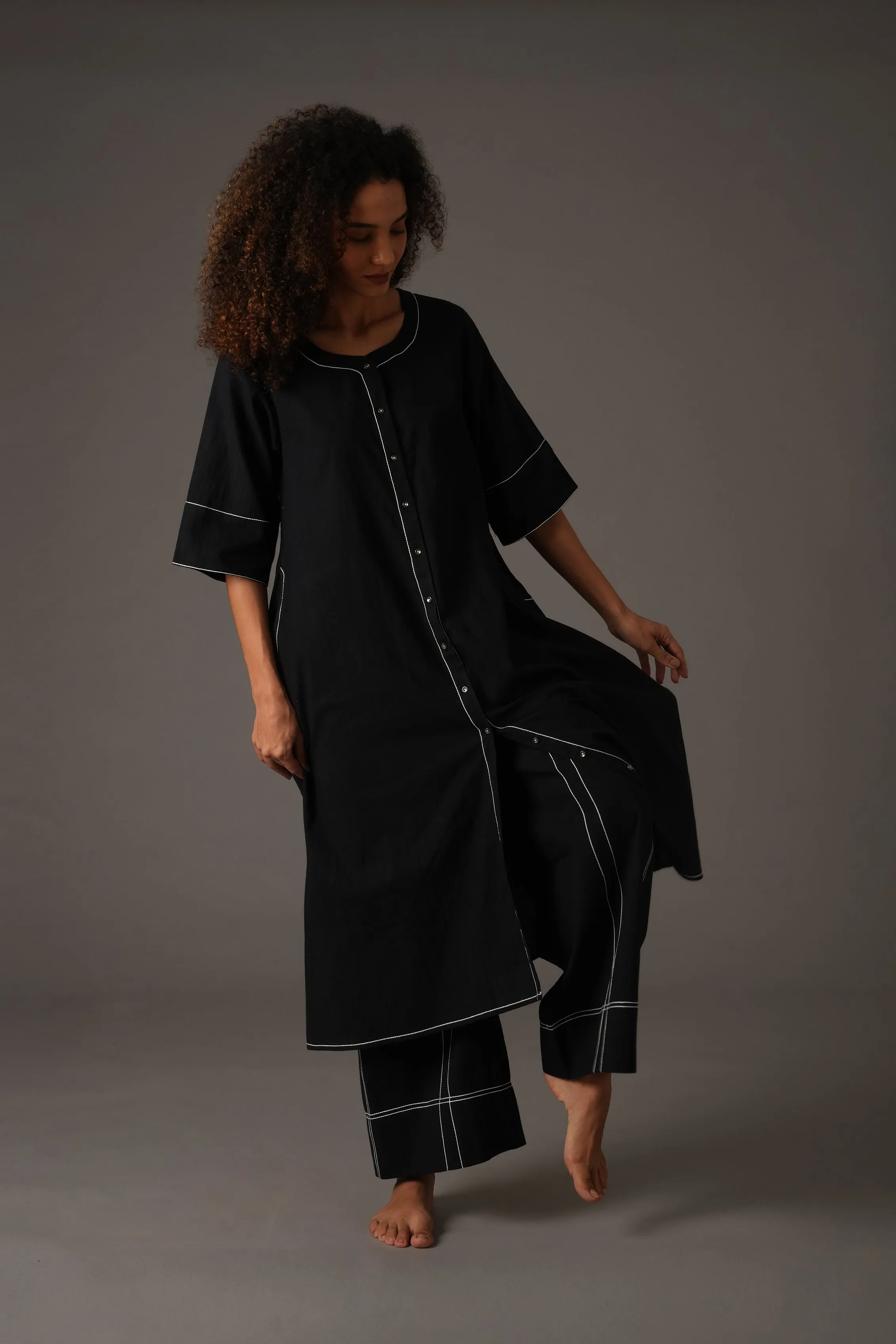 Black Embroidery  Dress Co-ord