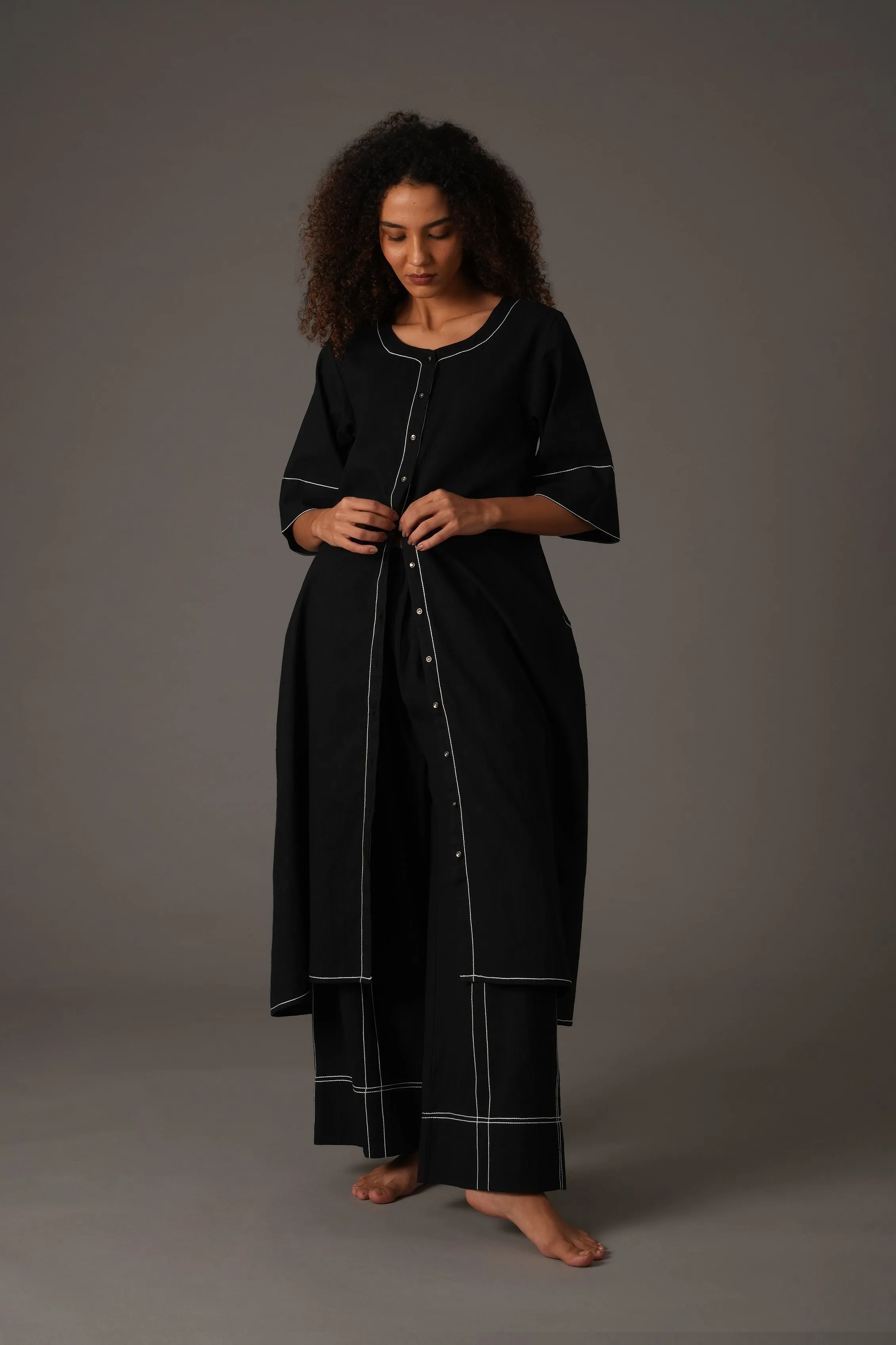 Black Embroidery  Dress Co-ord