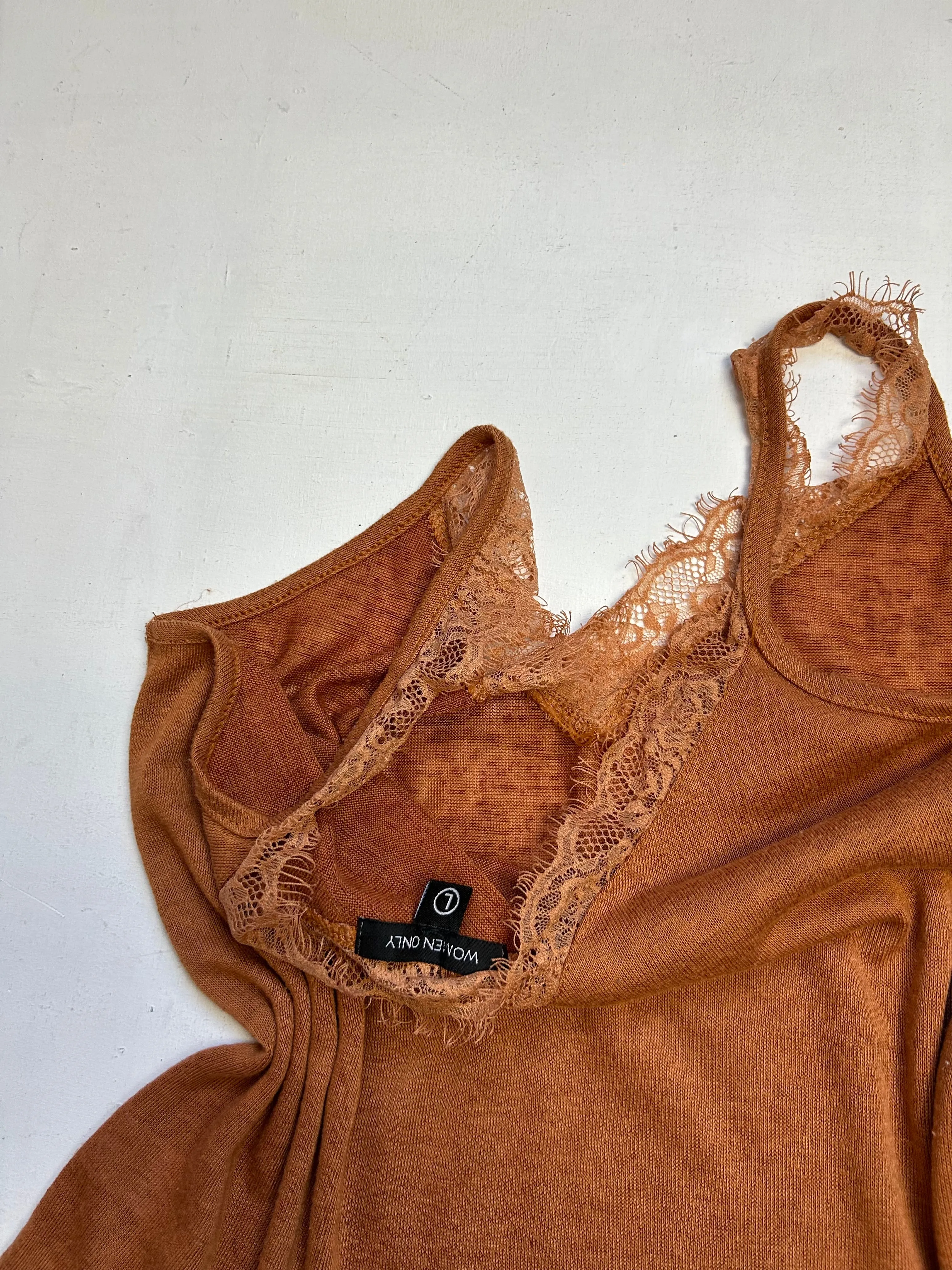 Brown lace detail cami top (L)