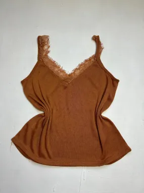 Brown lace detail cami top (L)