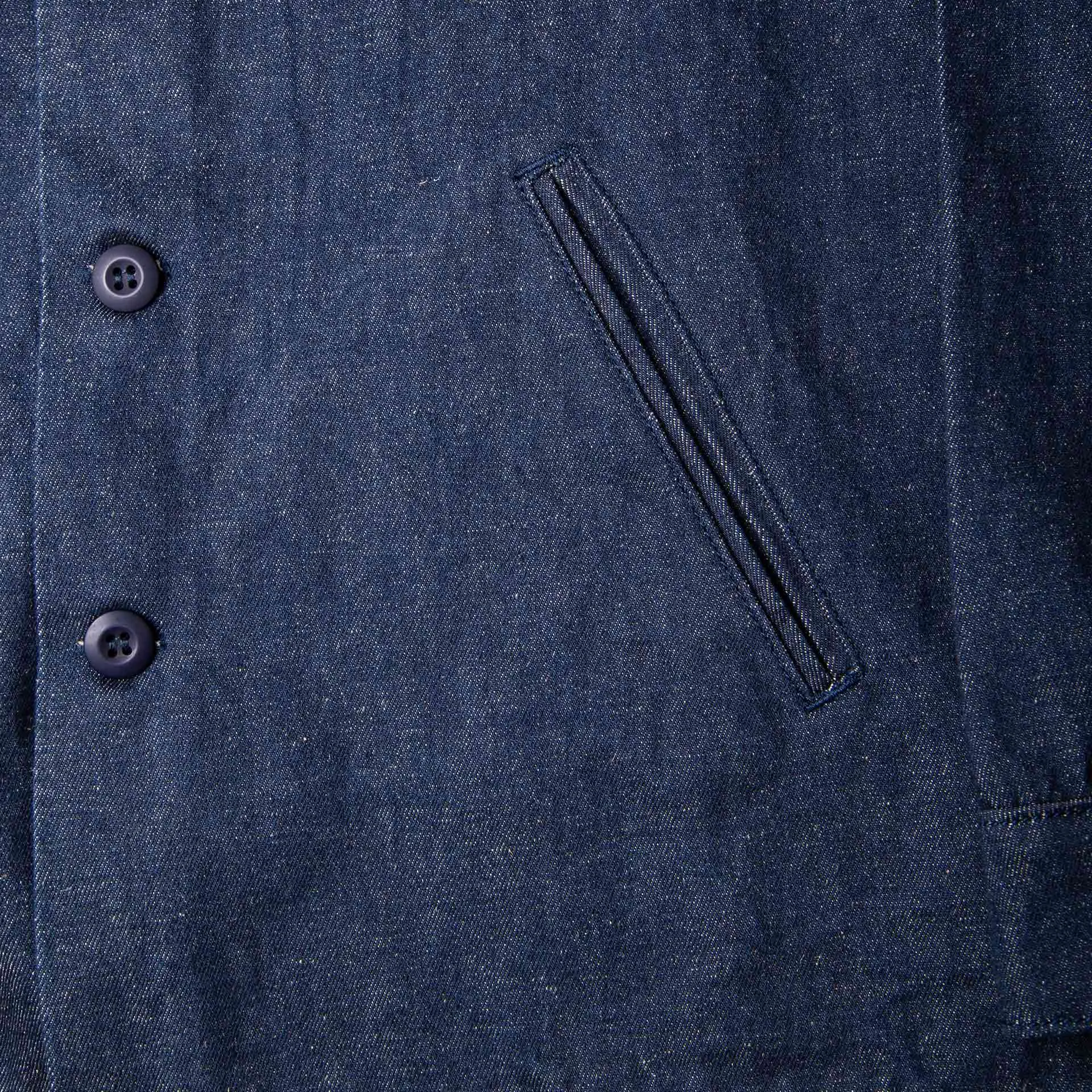 BWS-03 MILITARY OVERSHIRT 11.5 oz. stay-blue hemp selvedge [C/O]