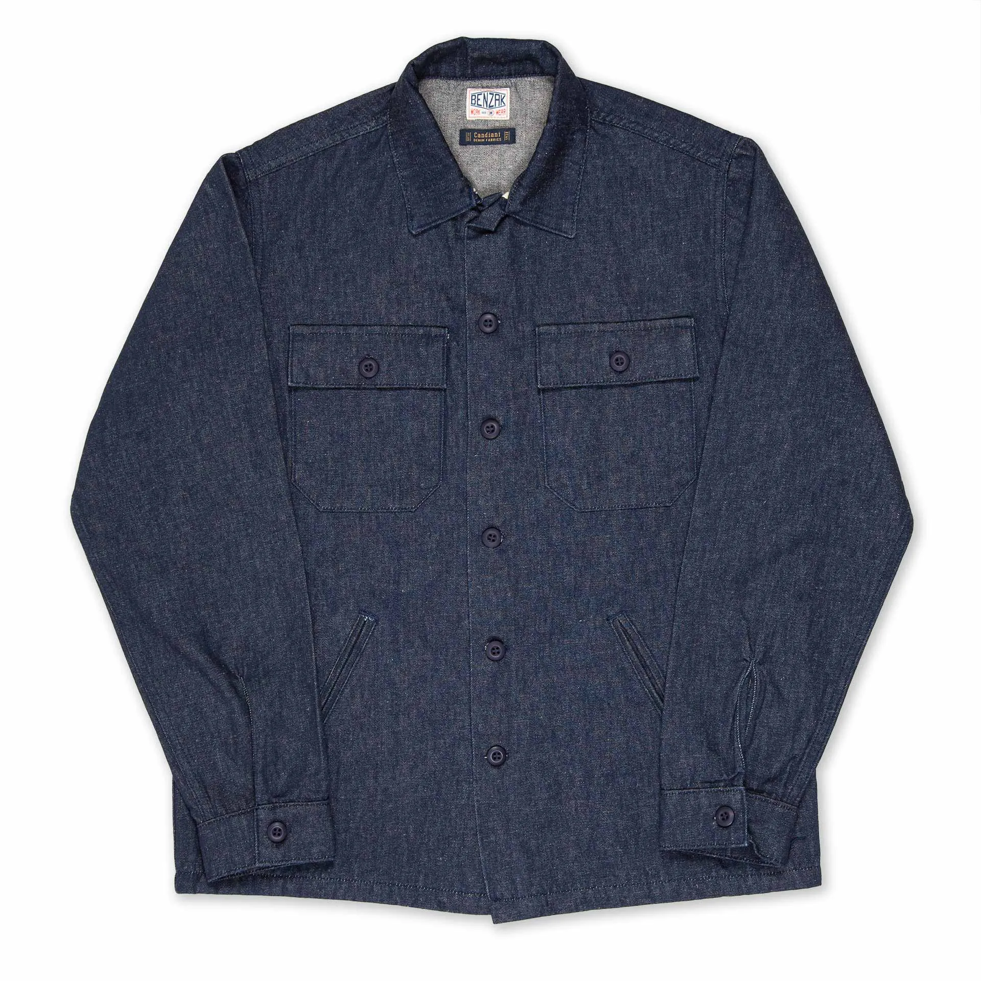 BWS-03 MILITARY OVERSHIRT 11.5 oz. stay-blue hemp selvedge [C/O]