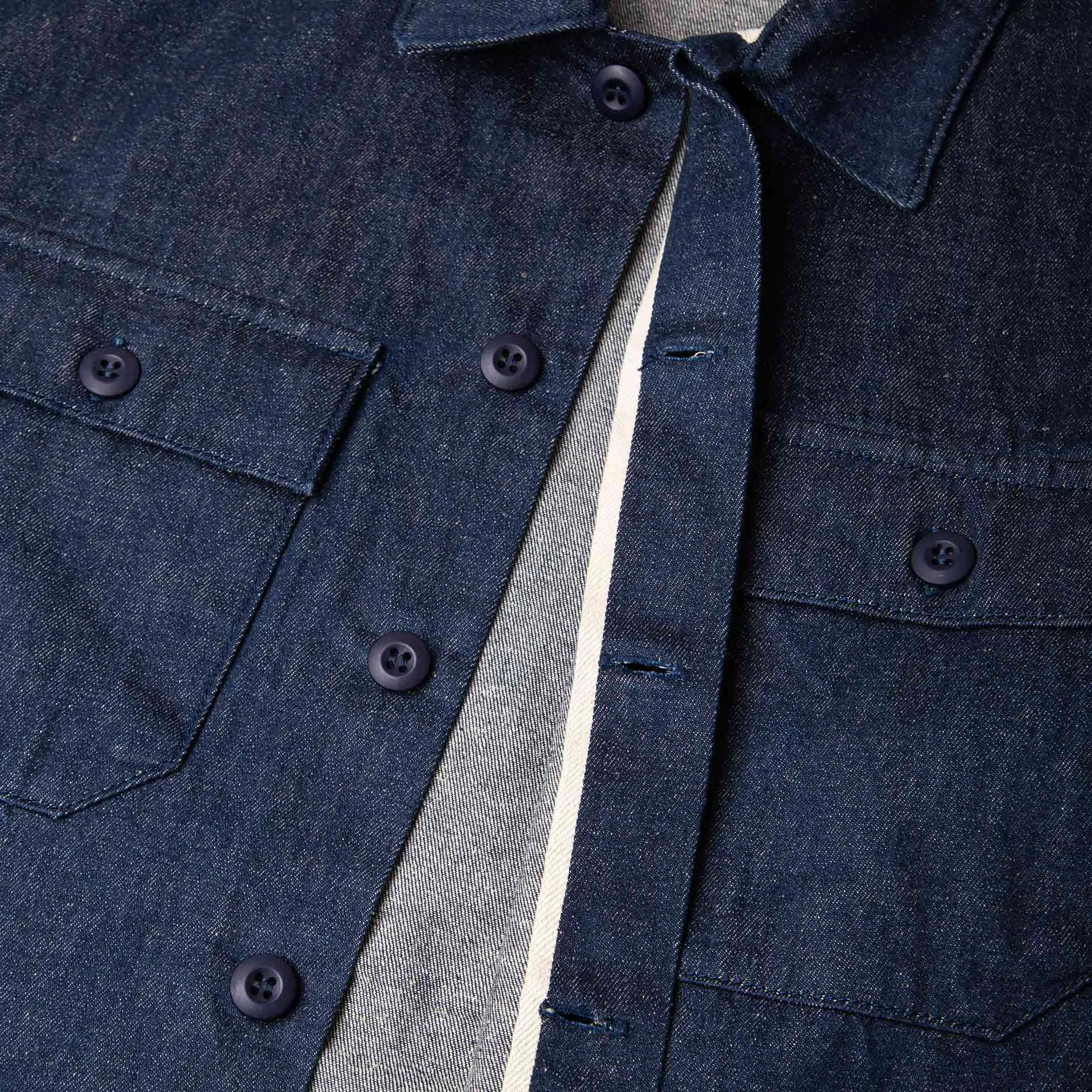 BWS-03 MILITARY OVERSHIRT 11.5 oz. stay-blue hemp selvedge [C/O]