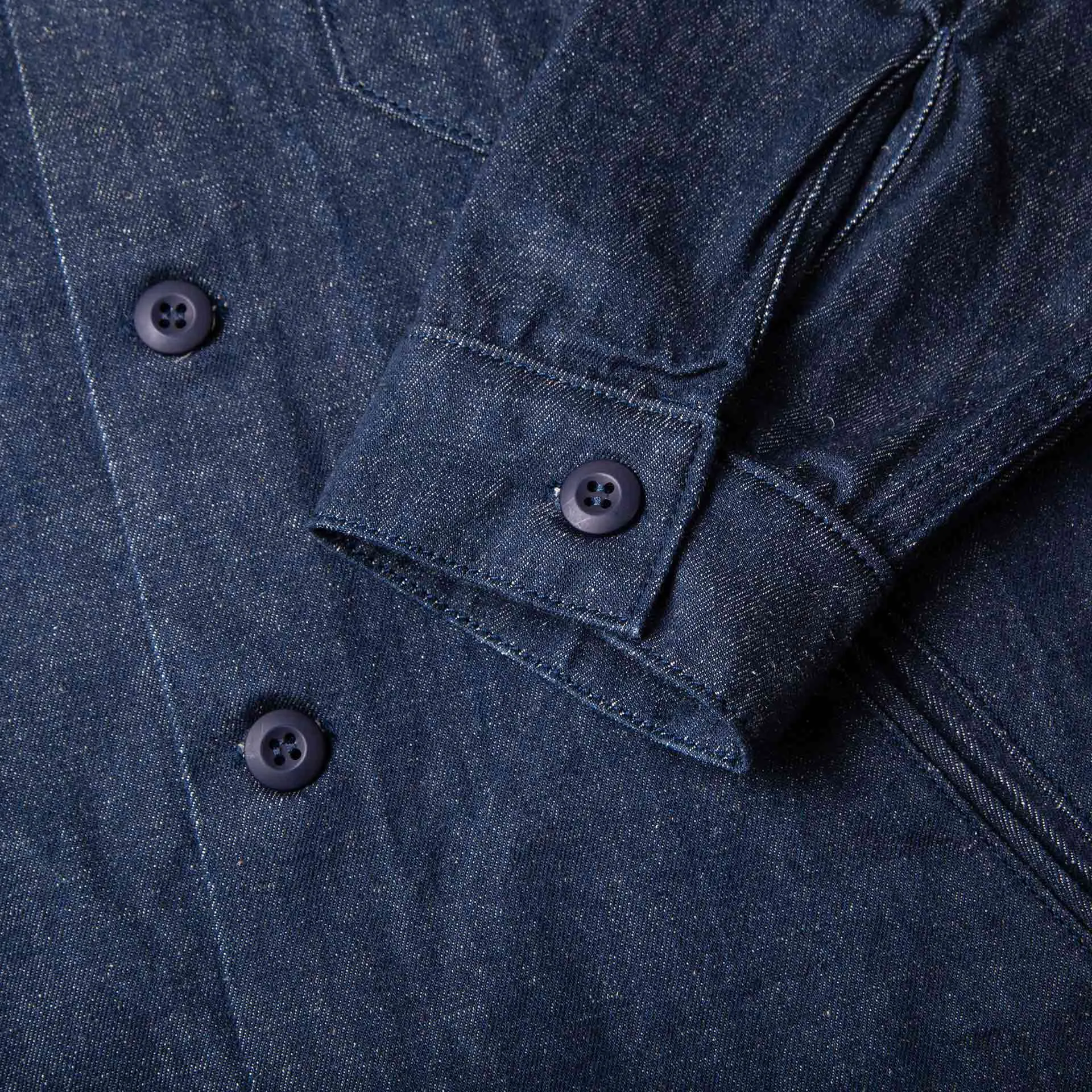 BWS-03 MILITARY OVERSHIRT 11.5 oz. stay-blue hemp selvedge [C/O]