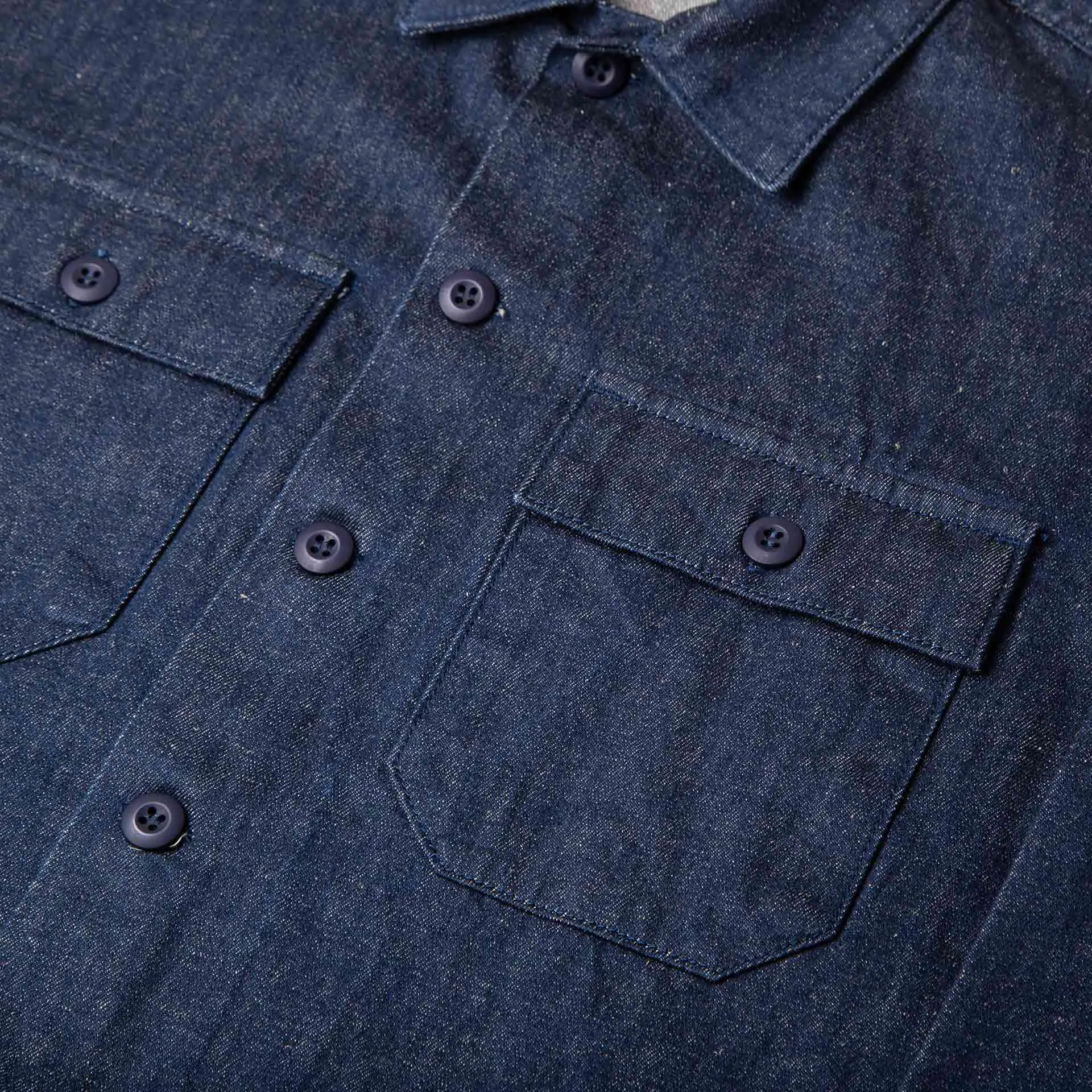 BWS-03 MILITARY OVERSHIRT 11.5 oz. stay-blue hemp selvedge [C/O]