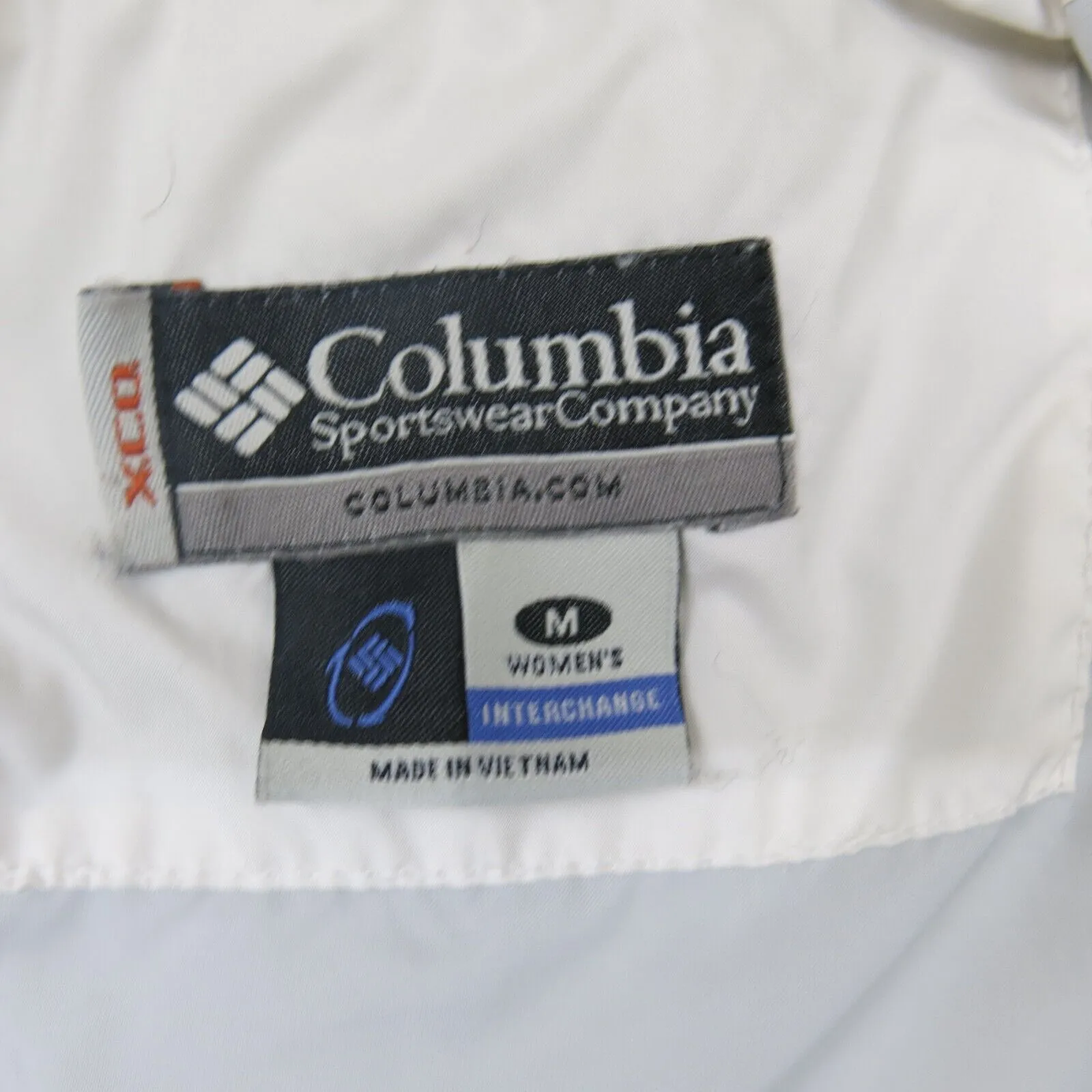 Columbia Womens Puffer Jacket Full Zip Up Long Sleeves Pockets White Size Medium