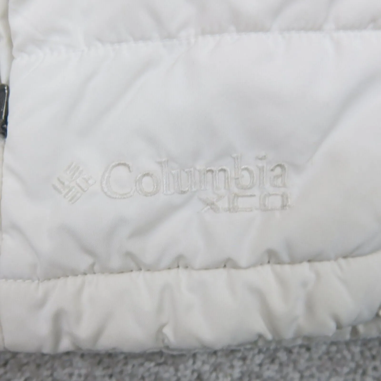 Columbia Womens Puffer Jacket Full Zip Up Long Sleeves Pockets White Size Medium