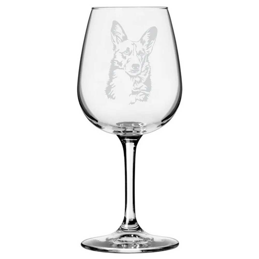 Customizable Welsh Corgi Etched Wine Glass