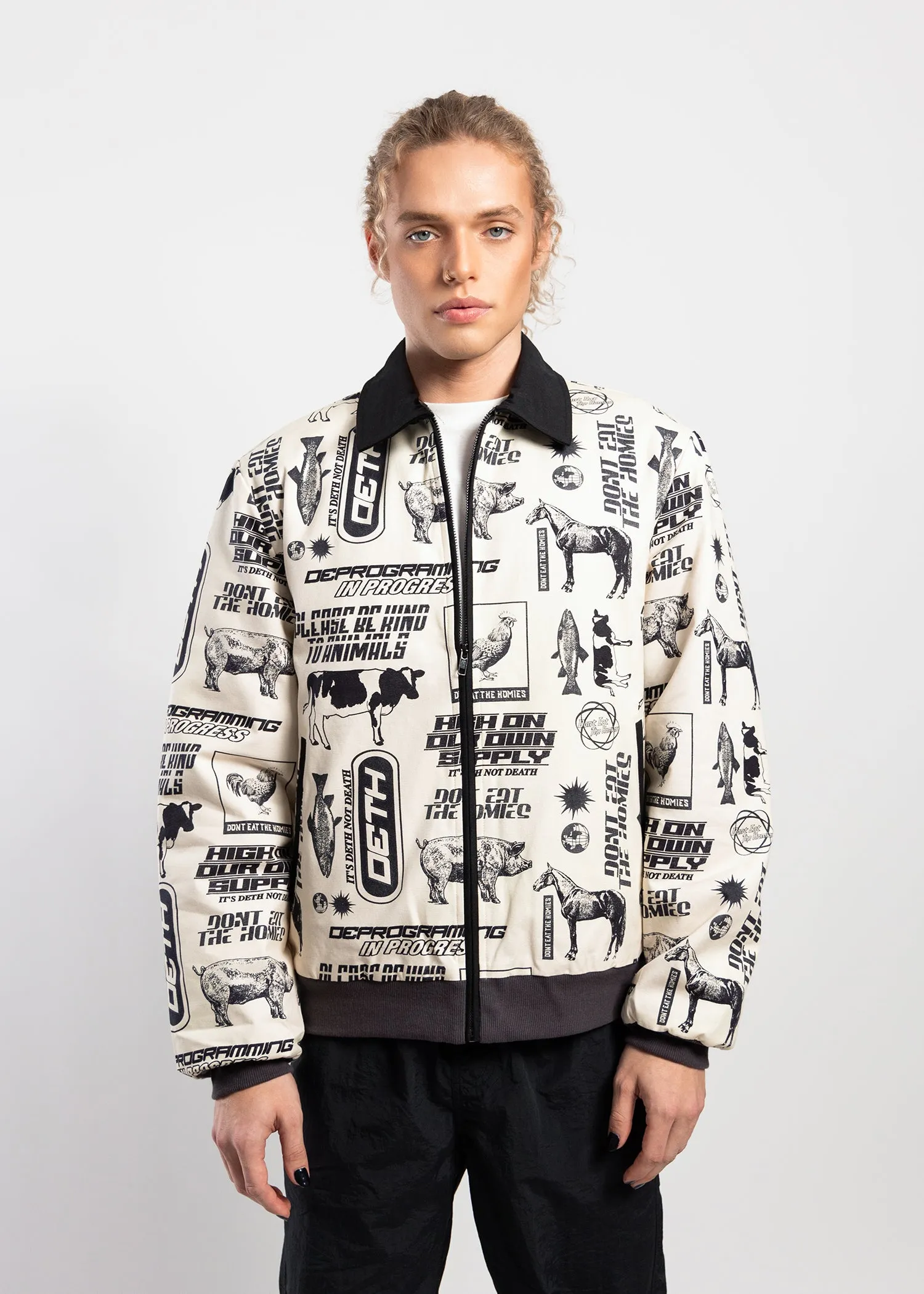 DETH Animal Print Bomber Jacket