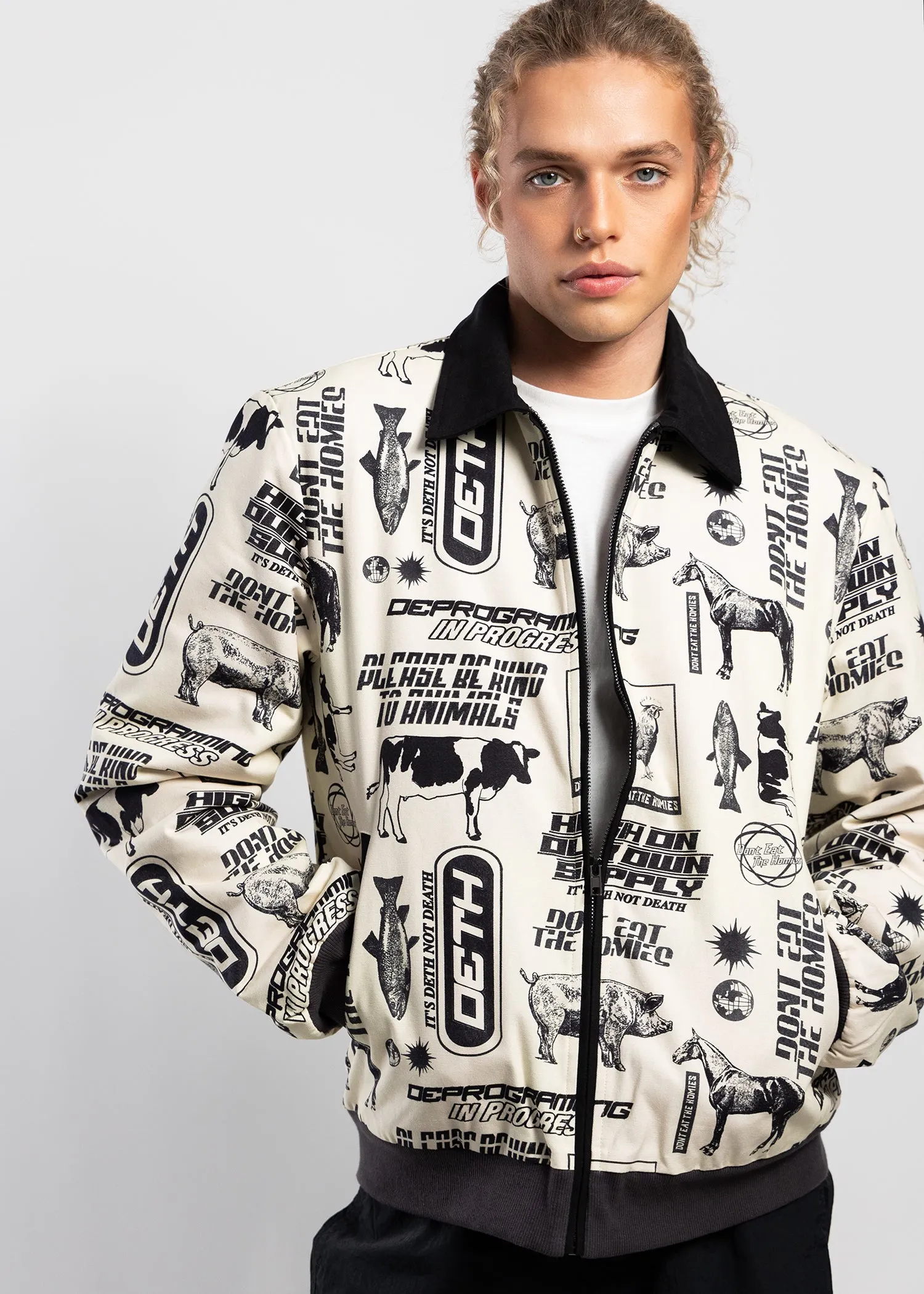 DETH Animal Print Bomber Jacket