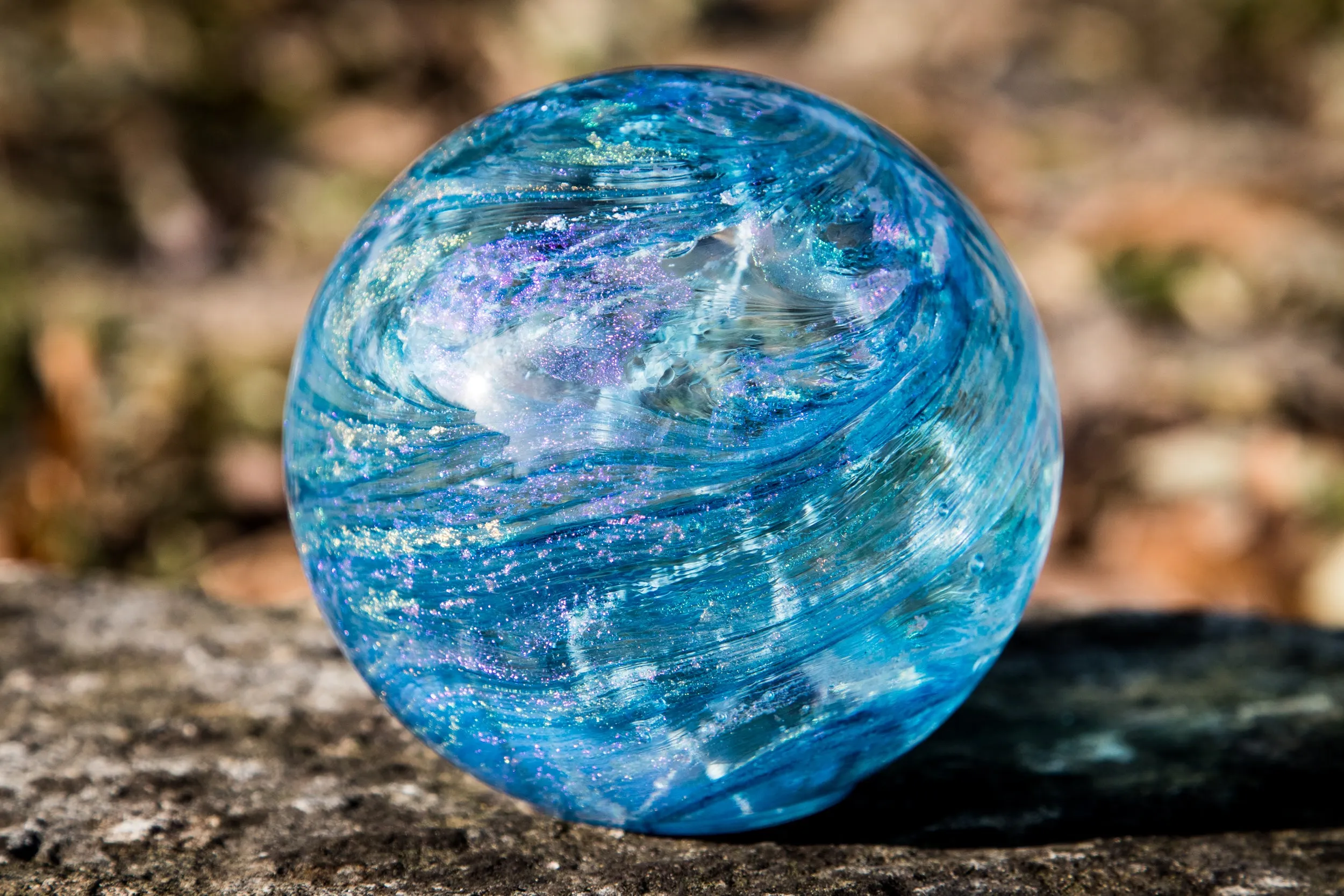 Dichroic Explosion Orb with Cremation Ash