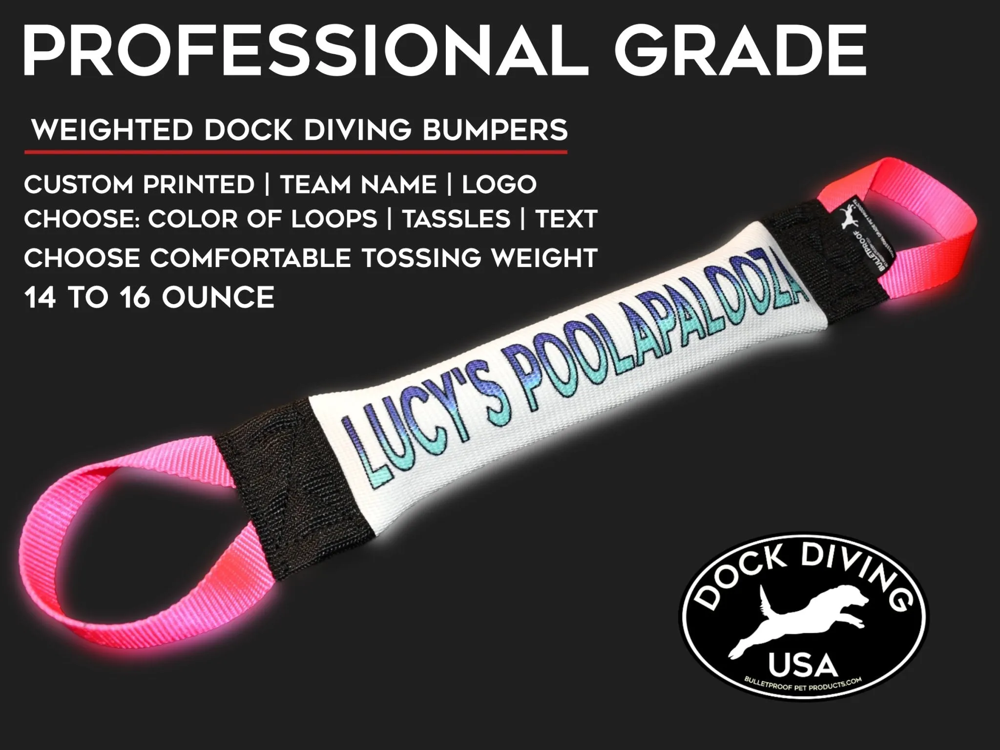 Dock Diving Bumper Tug - Competition Series Weighted - Customizable