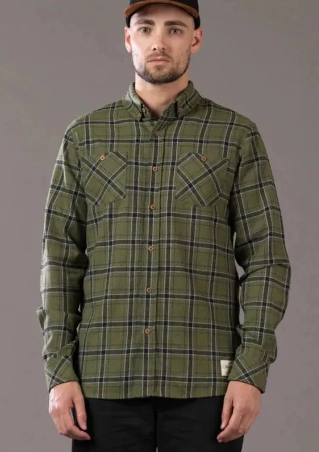 Flanagan Flannel Shirt Military Olive Black