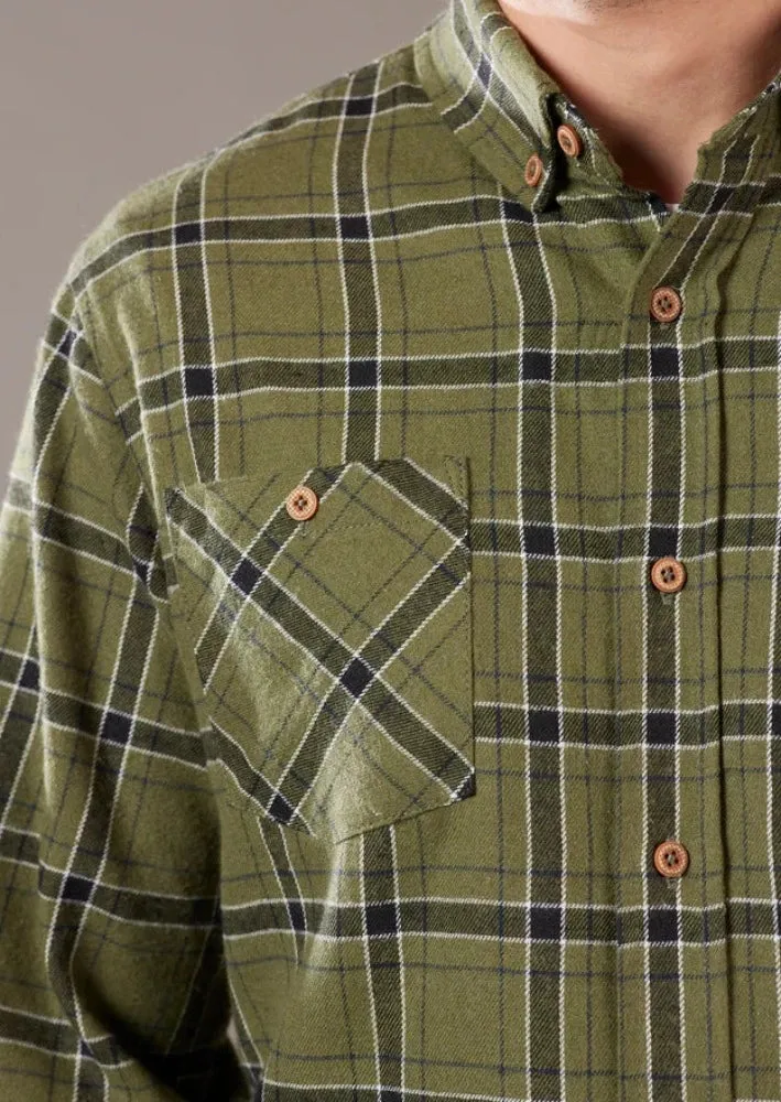 Flanagan Flannel Shirt Military Olive Black