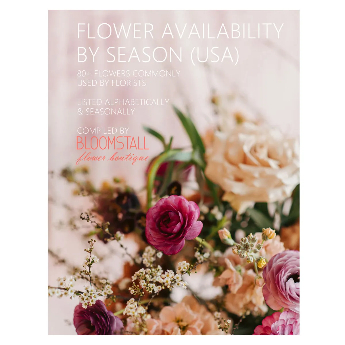 Florist Resource - Flower Availability by Season - Digital PDF Download