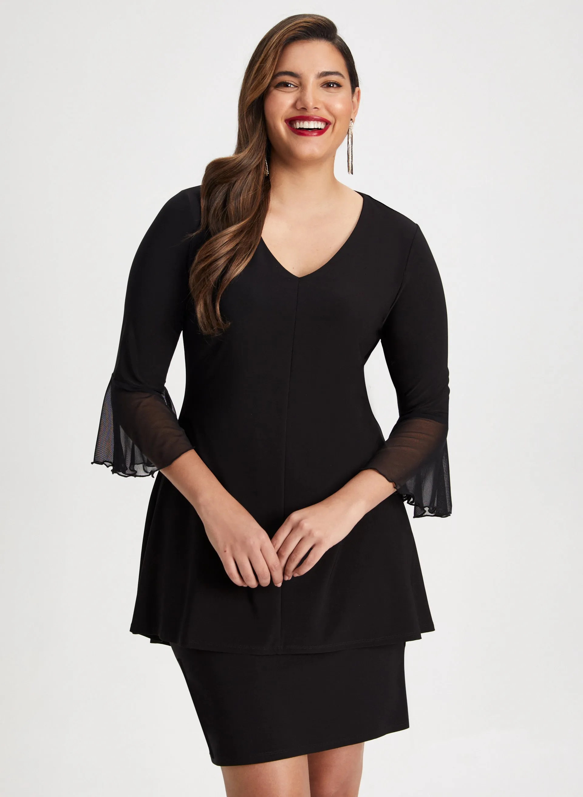 Flounce Sleeve Layered Dress