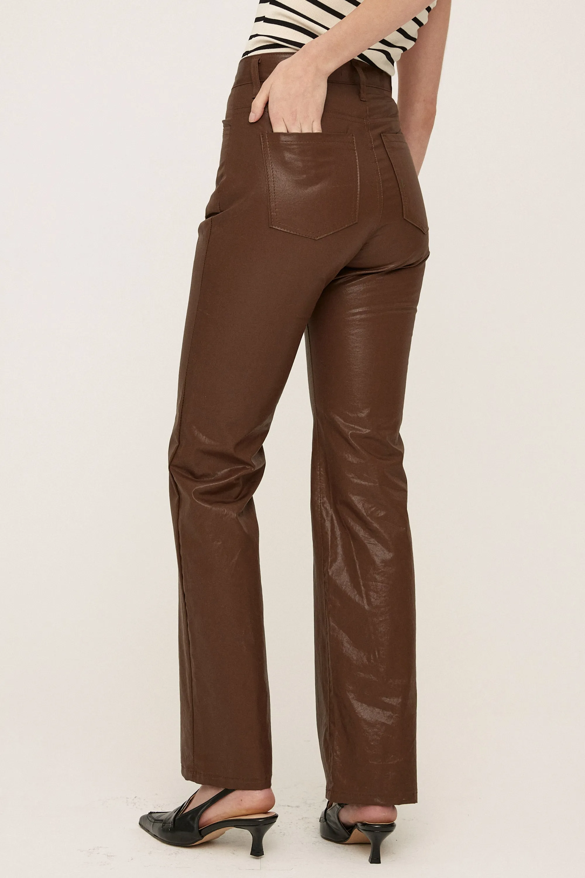 Freyja Coated Leather-like Pants