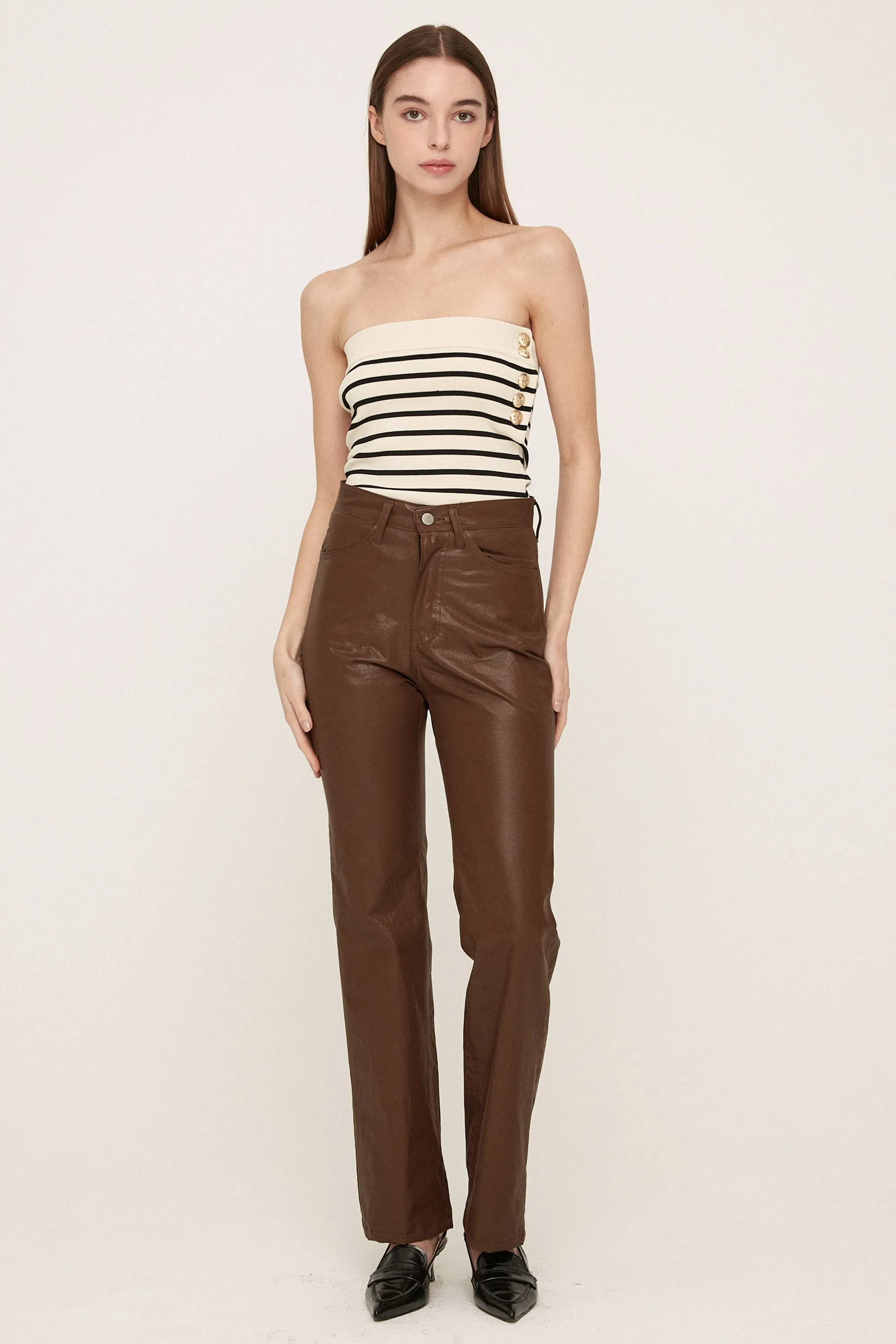 Freyja Coated Leather-like Pants