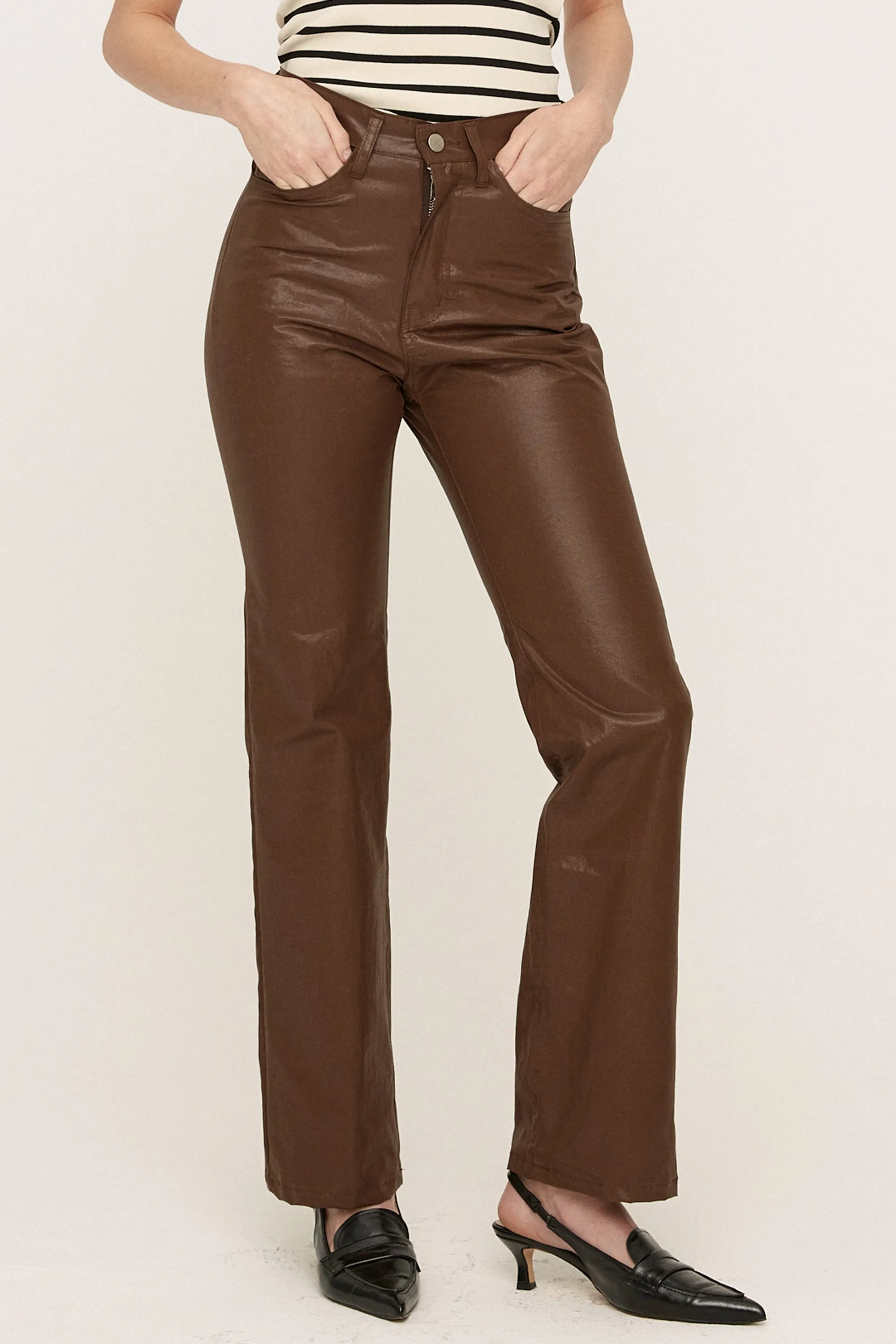 Freyja Coated Leather-like Pants