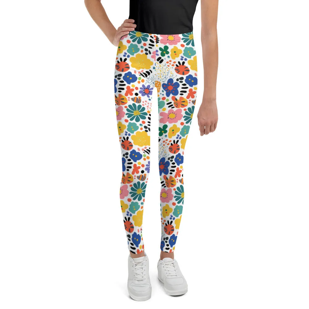 Girls Playful Flowers Leggings