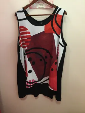 Gozé Red Print Sleeveless Top