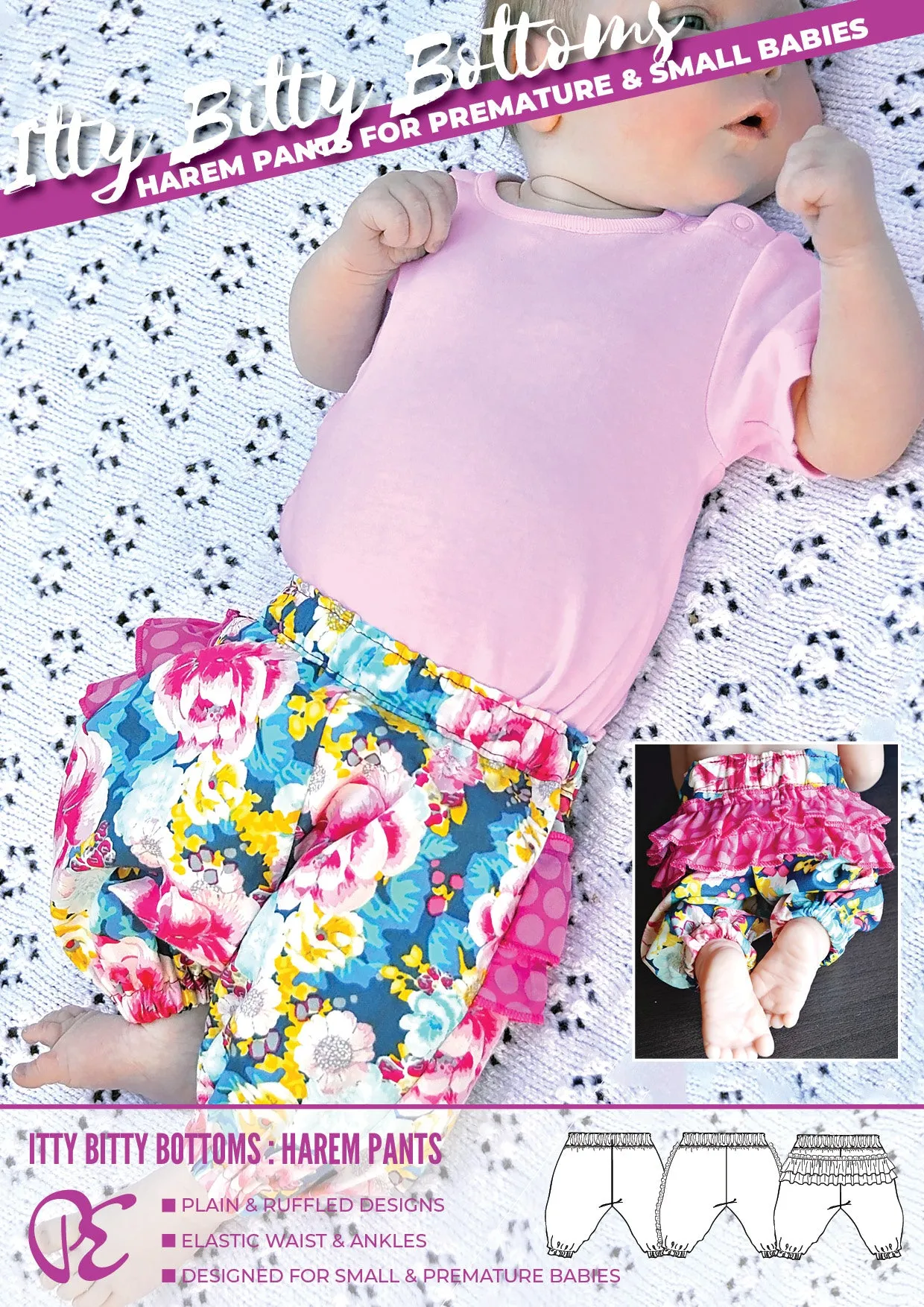 Harem Pants | Small Baby (1.5-3.4kg) Sewing Pattern