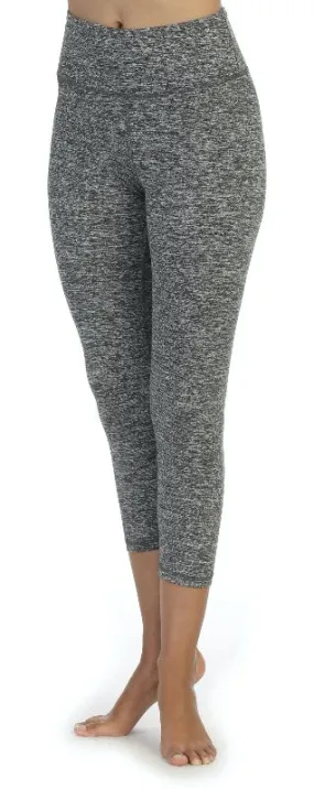 Heather Spacedye Gray Three Fourth Length High Waist Leggings