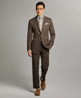 Herringbone Linen Sack Suit in Brown