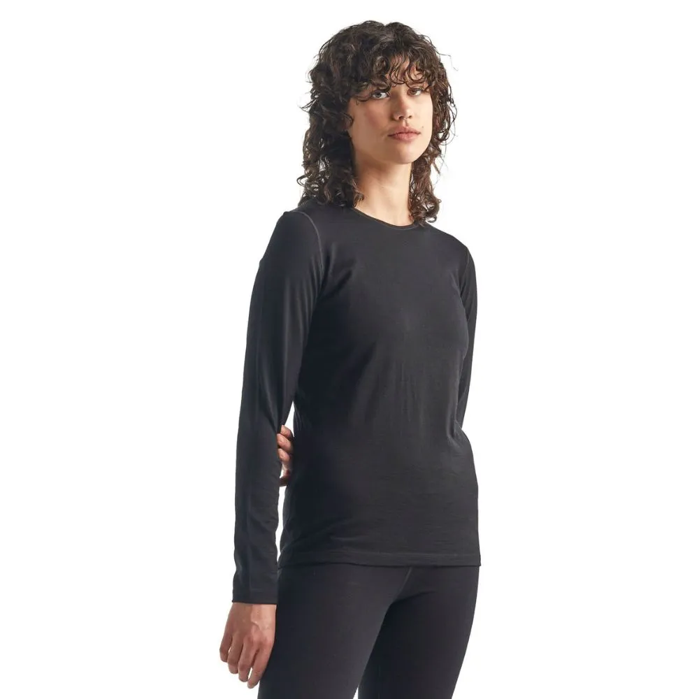 Icebreaker Womens 200 Oasis LS Crewe Thermal Top - Black