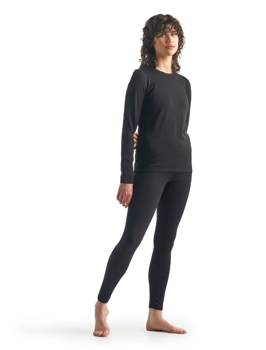 Icebreaker Womens 200 Oasis LS Crewe Thermal Top - Black